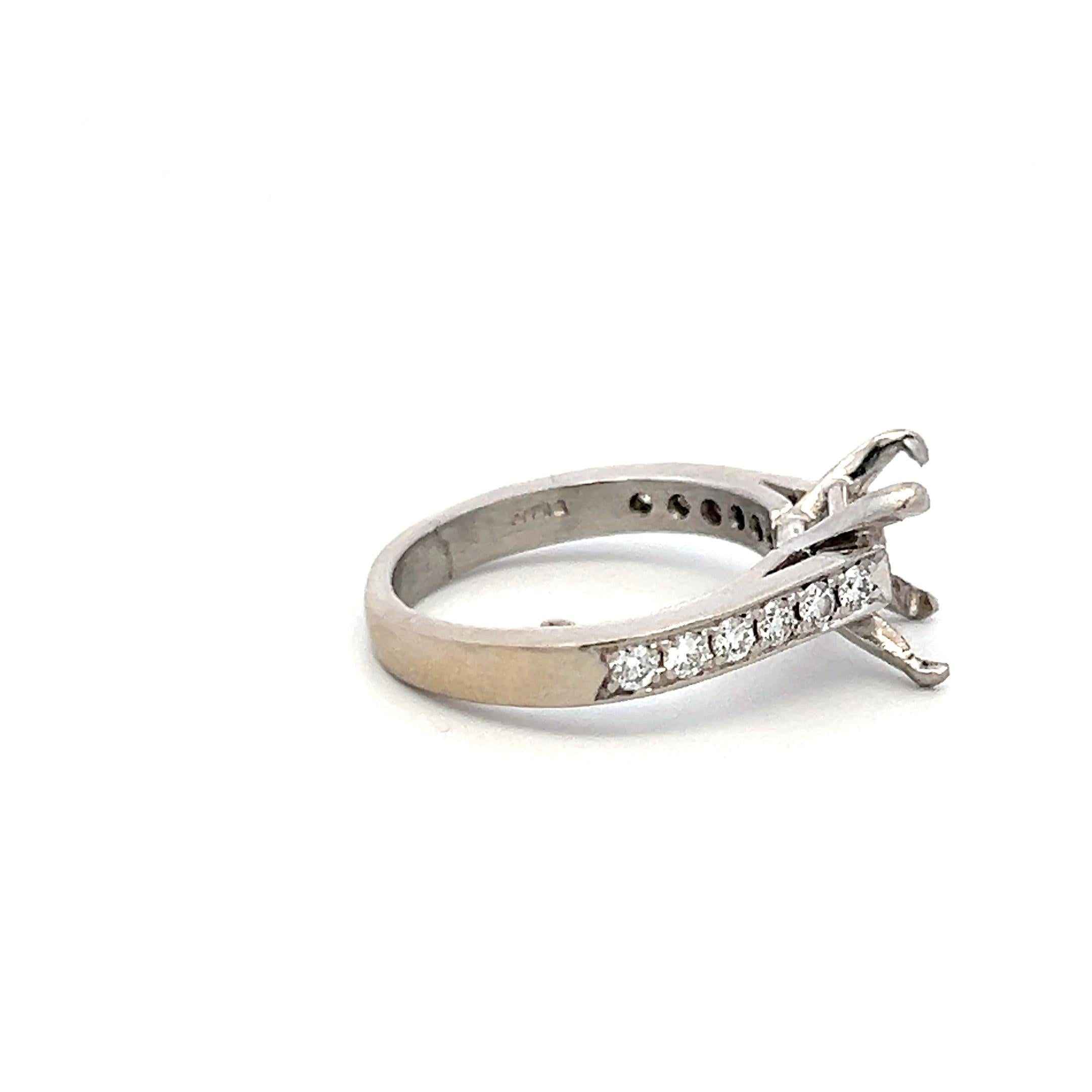 Platinum Semi Mount Ring with 0.36 Carat Round Diamonds Fits 7.62x7.00 MM 2.03ct