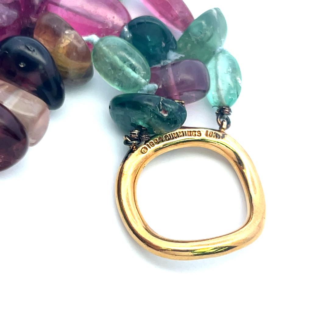 Angela Cummings 18K Yellow Gold Beaded Necklace with Tourmaline 28 Inch