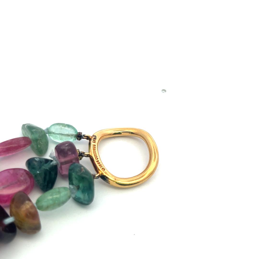 Angela Cummings 18K Yellow Gold Beaded Necklace with Tourmaline 28 Inch