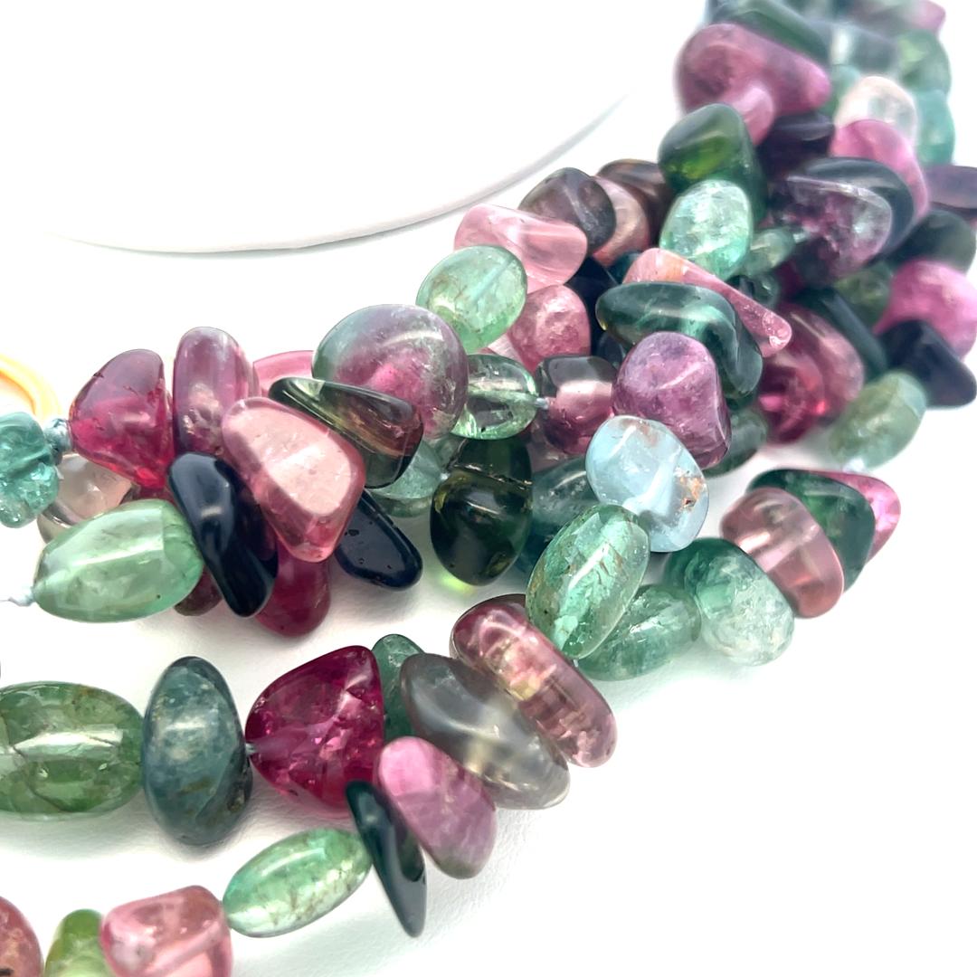 Angela Cummings 18K Yellow Gold Beaded Necklace with Tourmaline 28 Inch