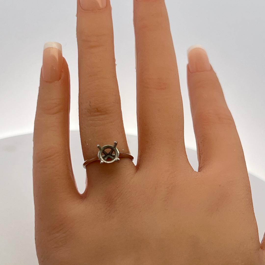 Vintage Platinum Semi Mount Ring Fits 7.5x7.5 MM Holds 1.5ct+ Center Stone