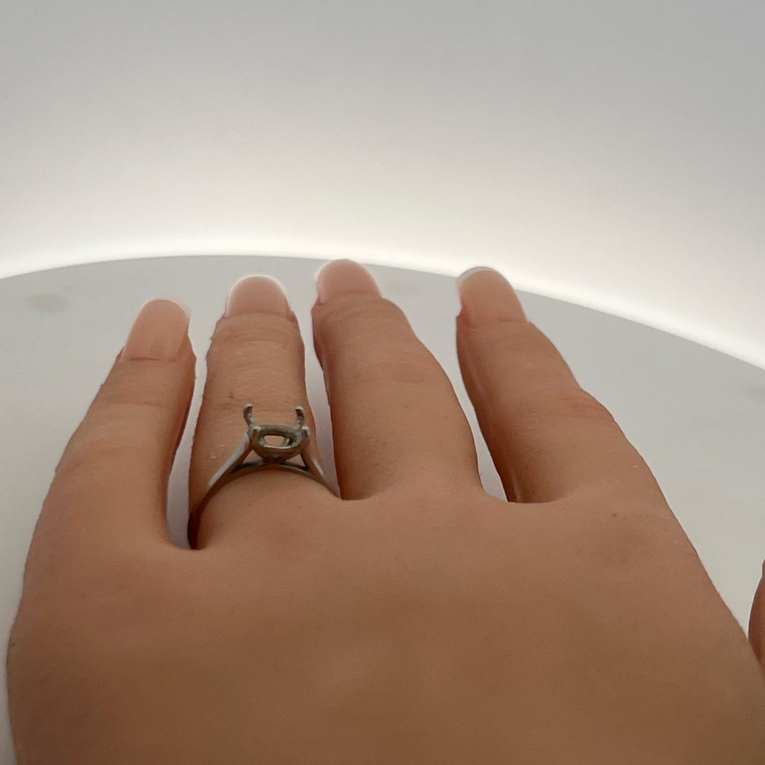 Vintage Platinum Semi Mount Ring Fits 7.5x7.5 MM Holds 1.5ct+ Center Stone