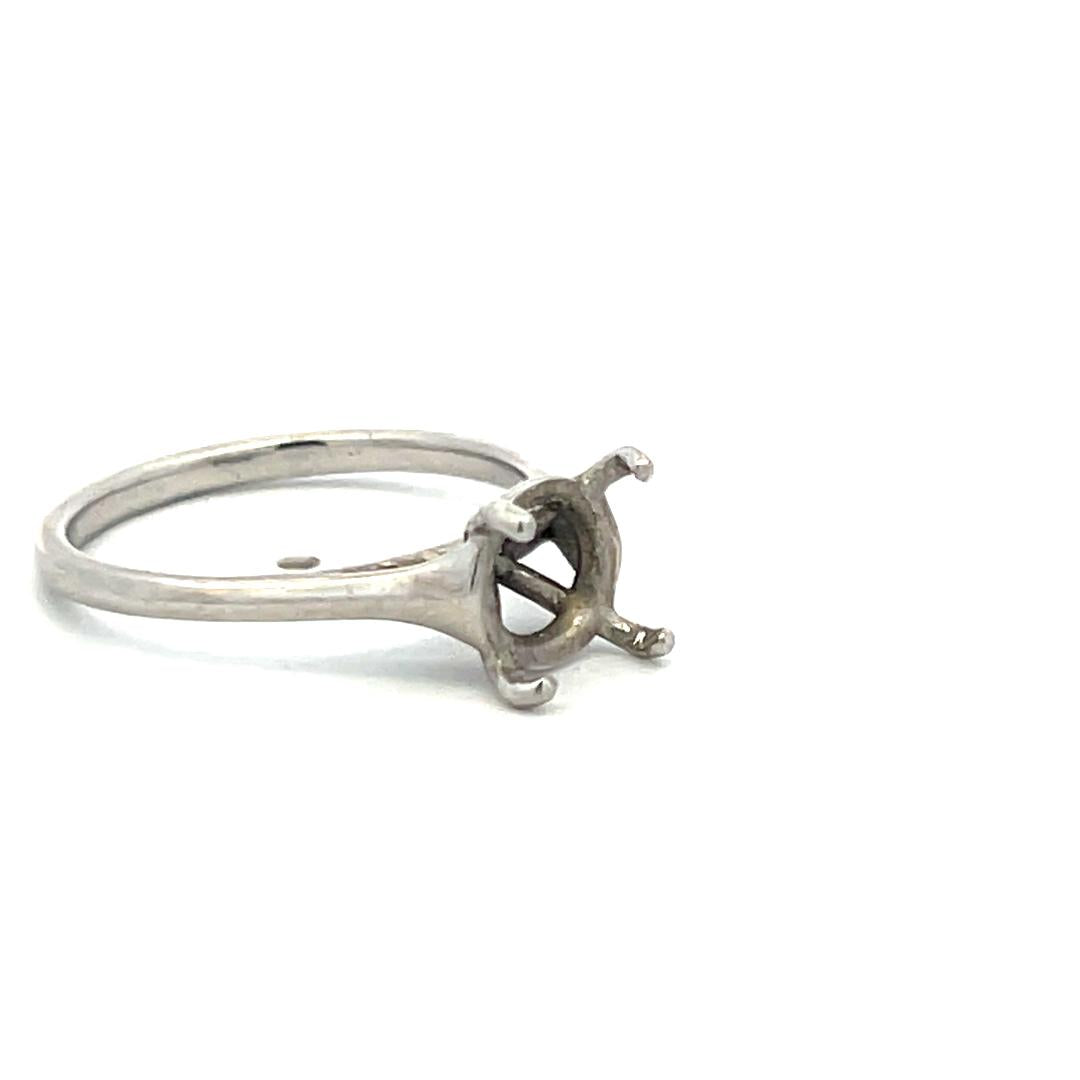 Vintage Platinum Semi Mount Ring Fits 7.5x7.5 MM Holds 1.5ct+ Center Stone