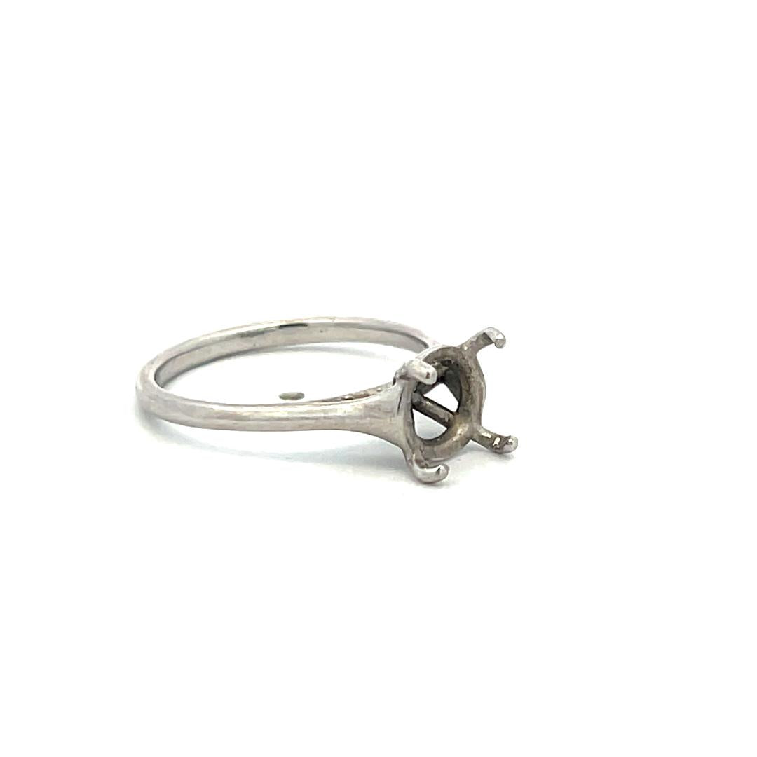 Vintage Platinum Semi Mount Ring Fits 7.5x7.5 MM Holds 1.5ct+ Center Stone