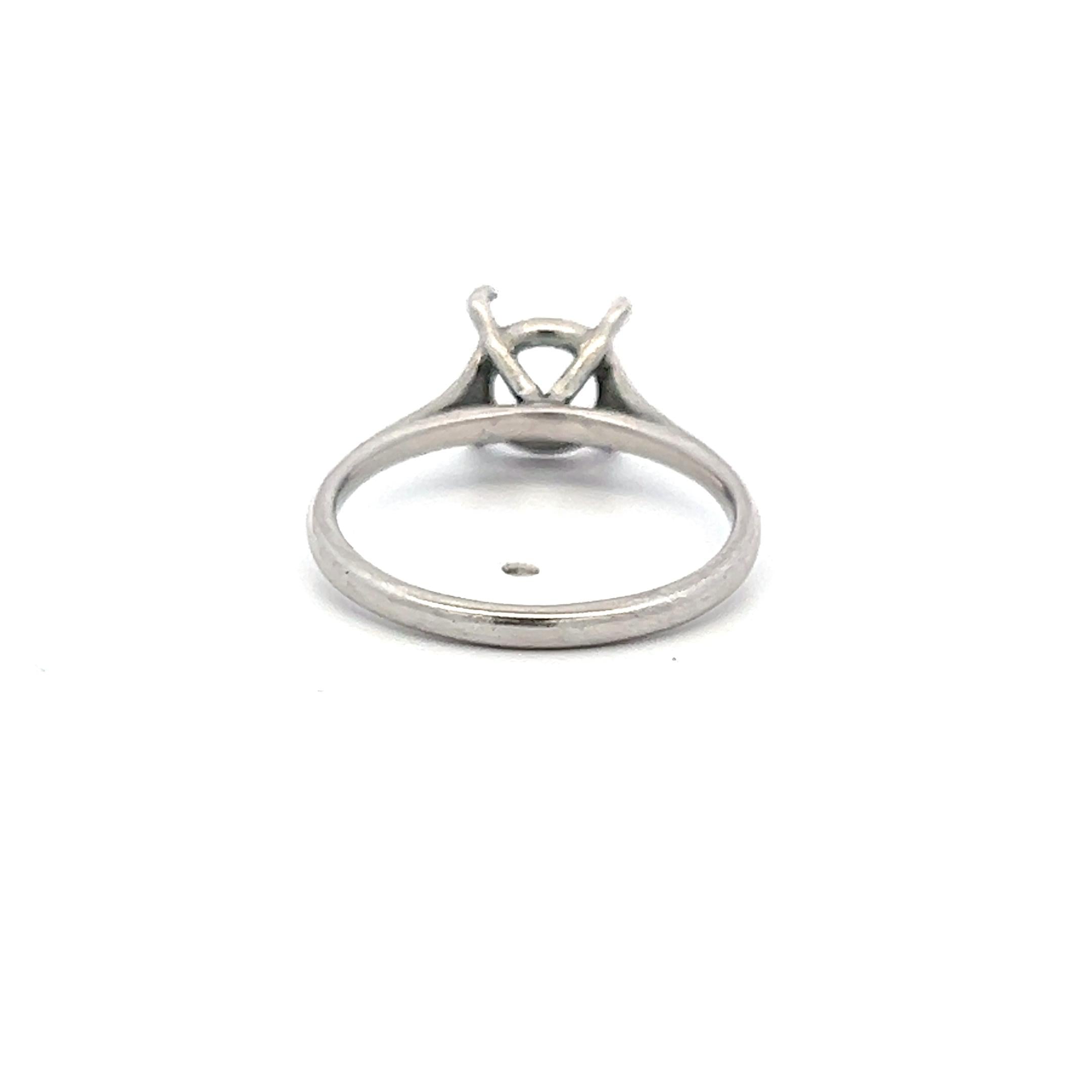 Vintage Platinum Semi Mount Ring Fits 7.5x7.5 MM Holds 1.5ct+ Center Stone