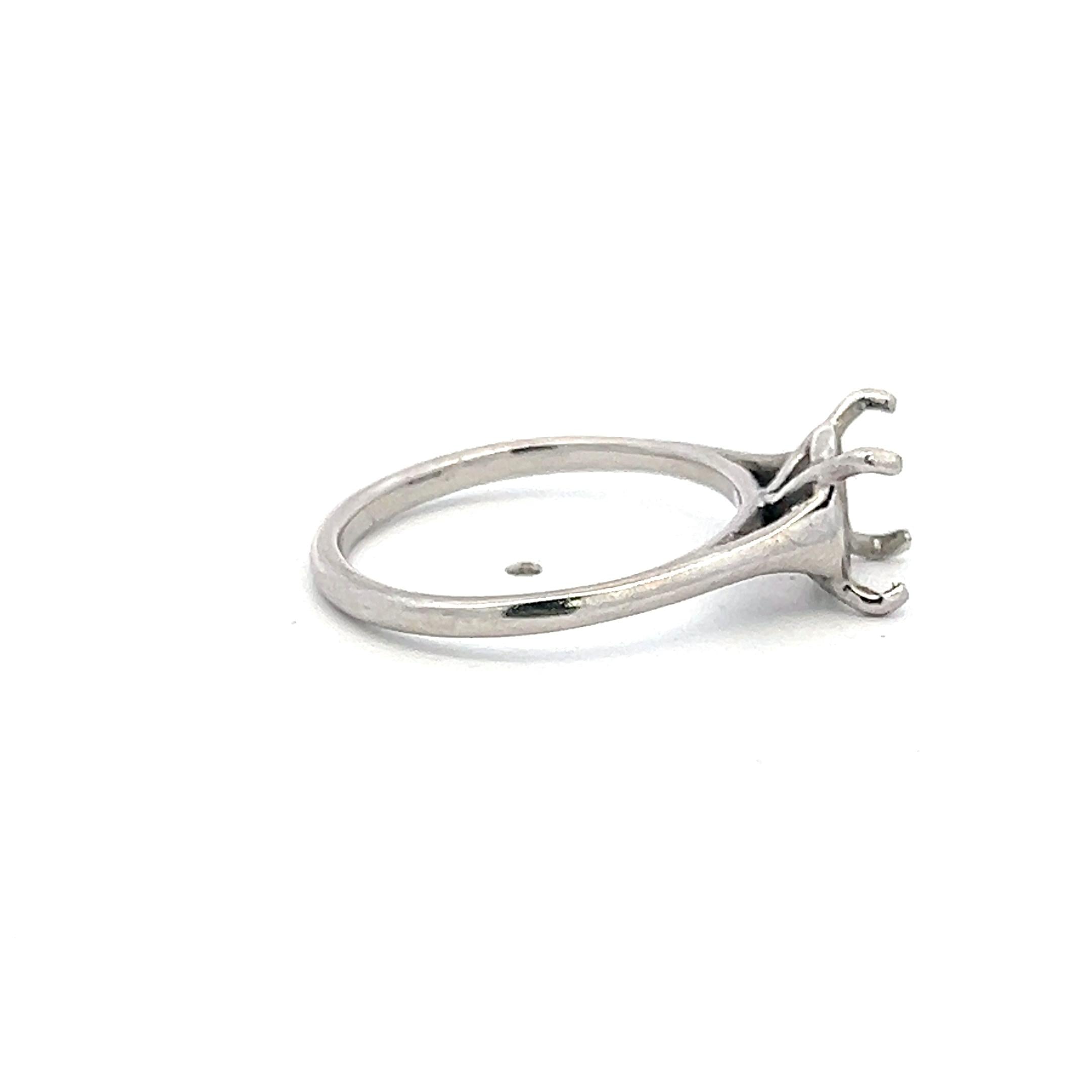 Vintage Platinum Semi Mount Ring Fits 7.5x7.5 MM Holds 1.5ct+ Center Stone