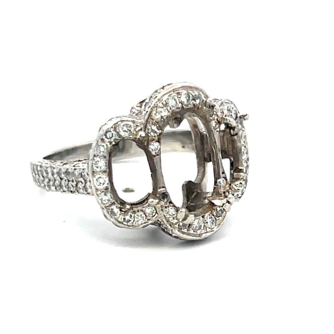 Platinum Semi Mount Ring with 0.5 Carat H-SI Diamonds Fits 10.5x7.00 MM