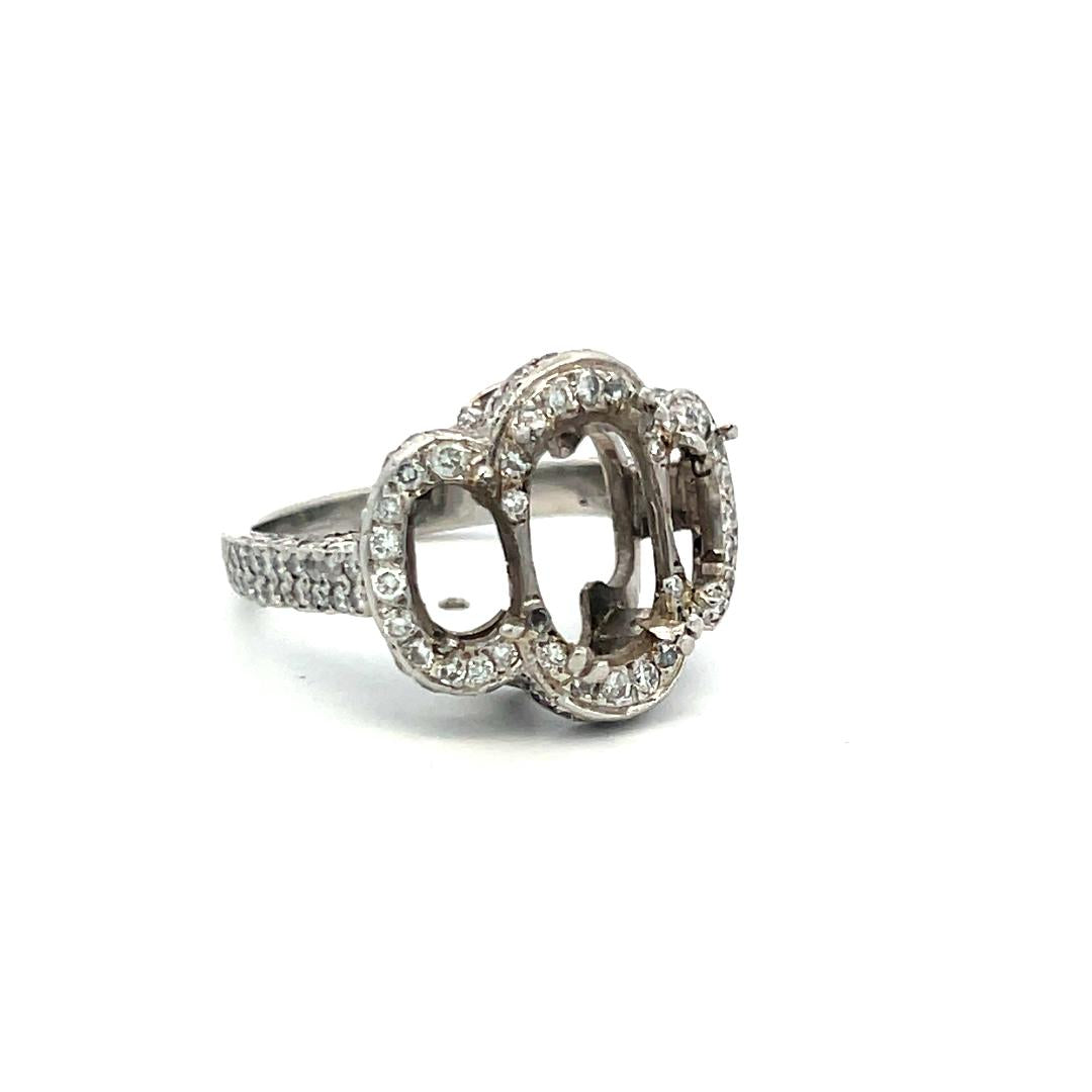 Platinum Semi Mount Ring with 0.5 Carat H-SI Diamonds Fits 10.5x7.00 MM