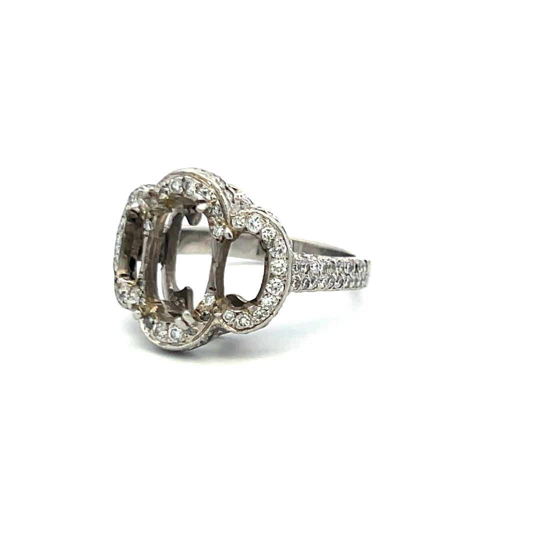 Platinum Semi Mount Ring with 0.5 Carat H-SI Diamonds Fits 10.5x7.00 MM