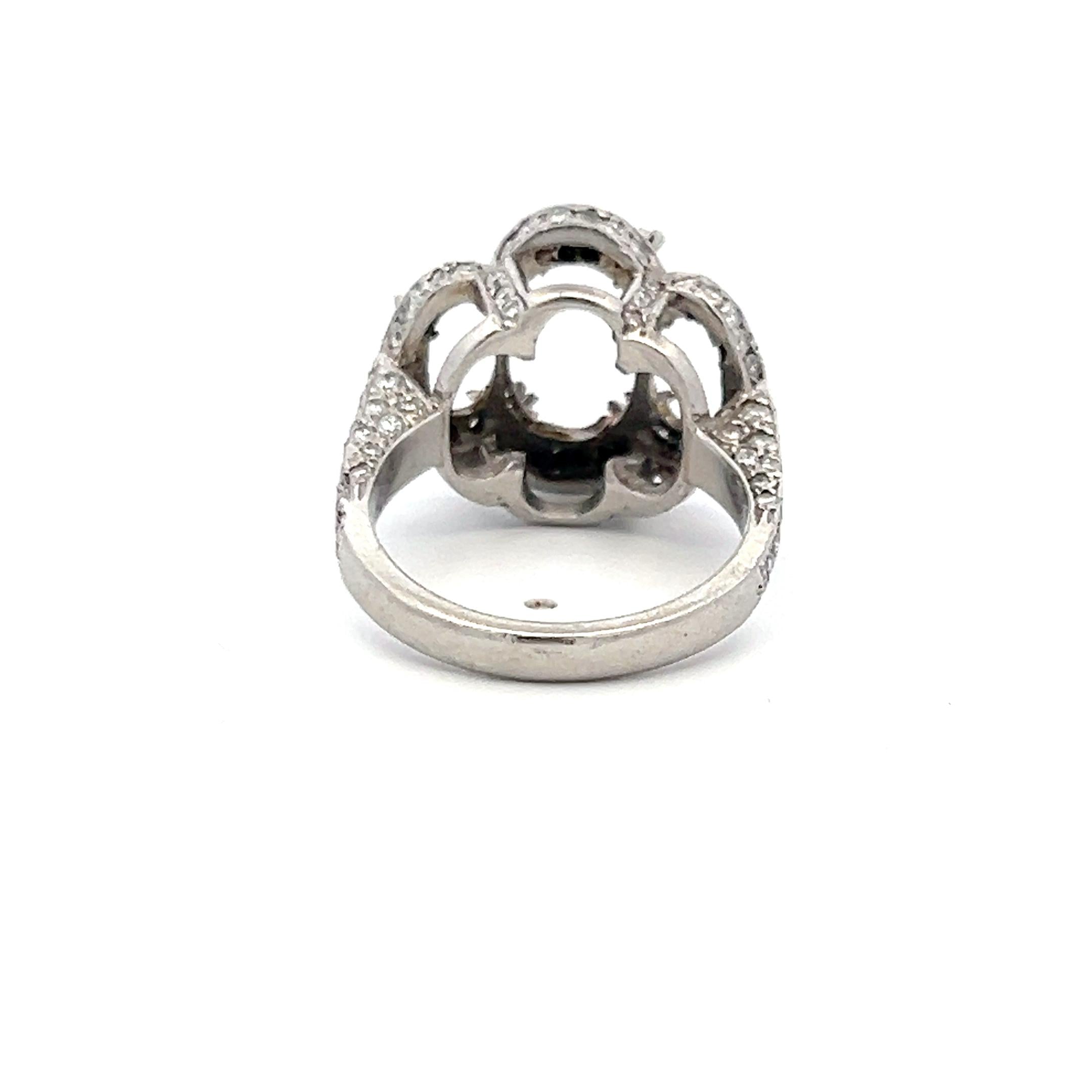 Platinum Semi Mount Ring with 0.5 Carat H-SI Diamonds Fits 10.5x7.00 MM