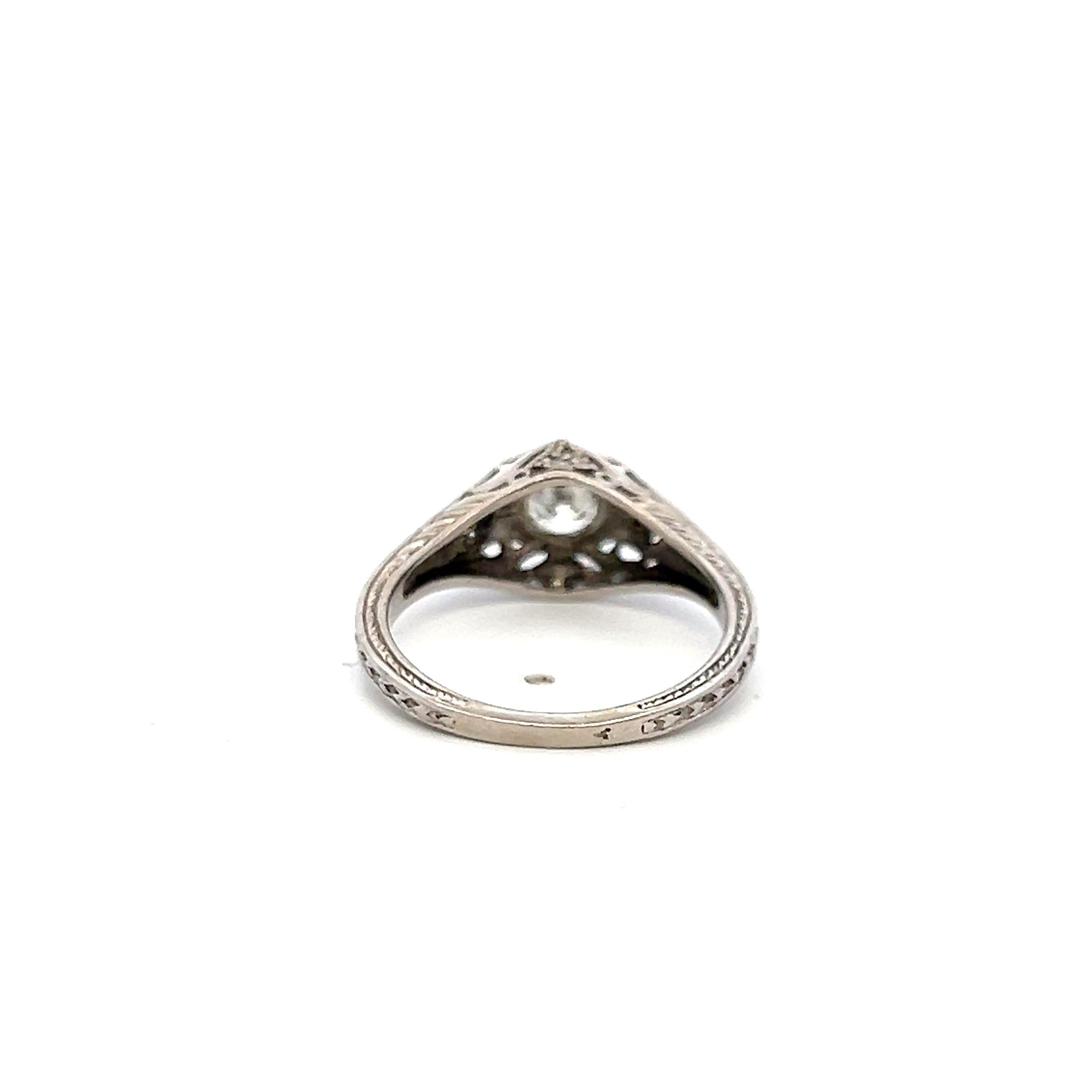 14K WG Semi Mount Ring with 0.02 Ct Round Diamond & 0.45 Ct CZ Fits 5.9x5.09 MM