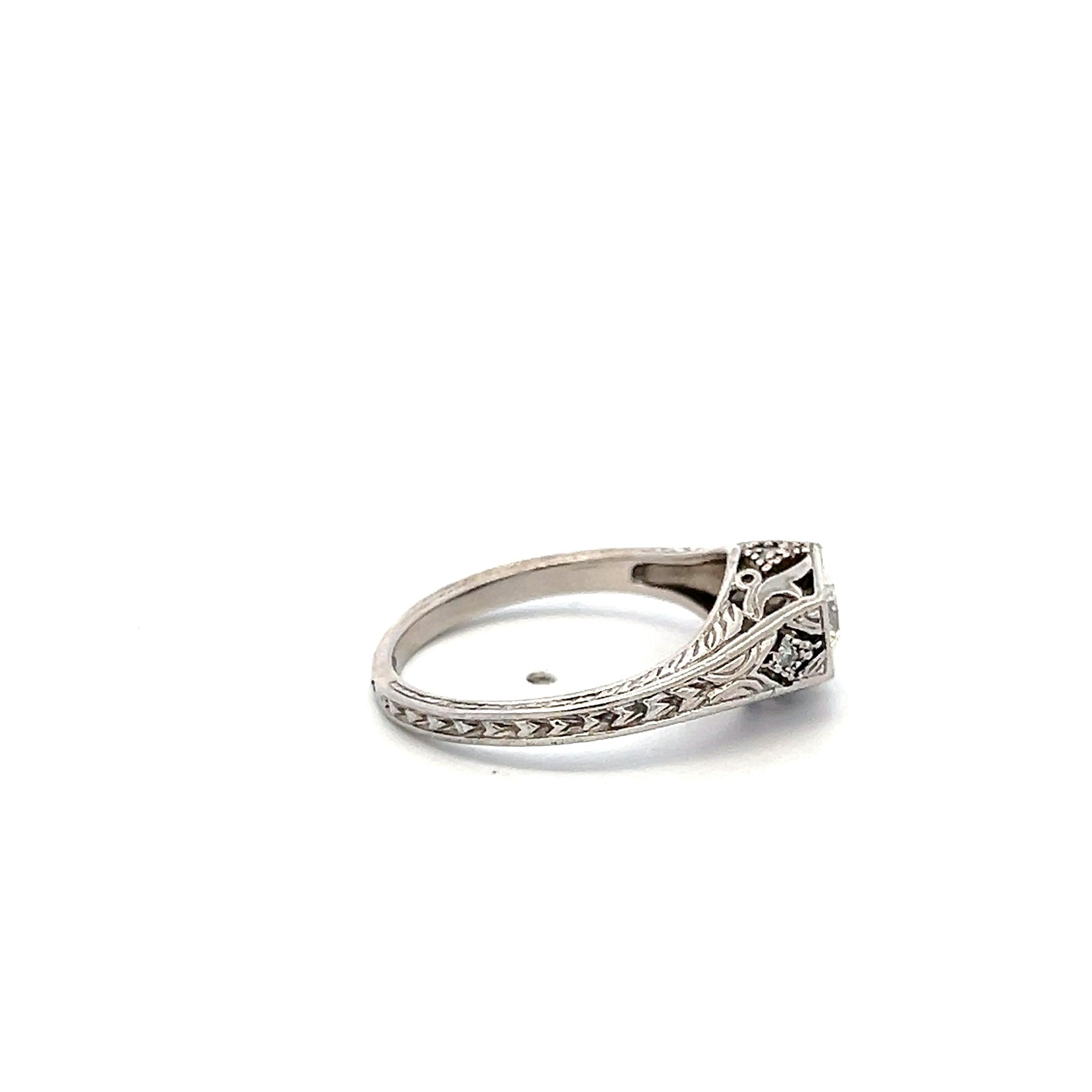 14K WG Semi Mount Ring with 0.02 Ct Round Diamond & 0.45 Ct CZ Fits 5.9x5.09 MM