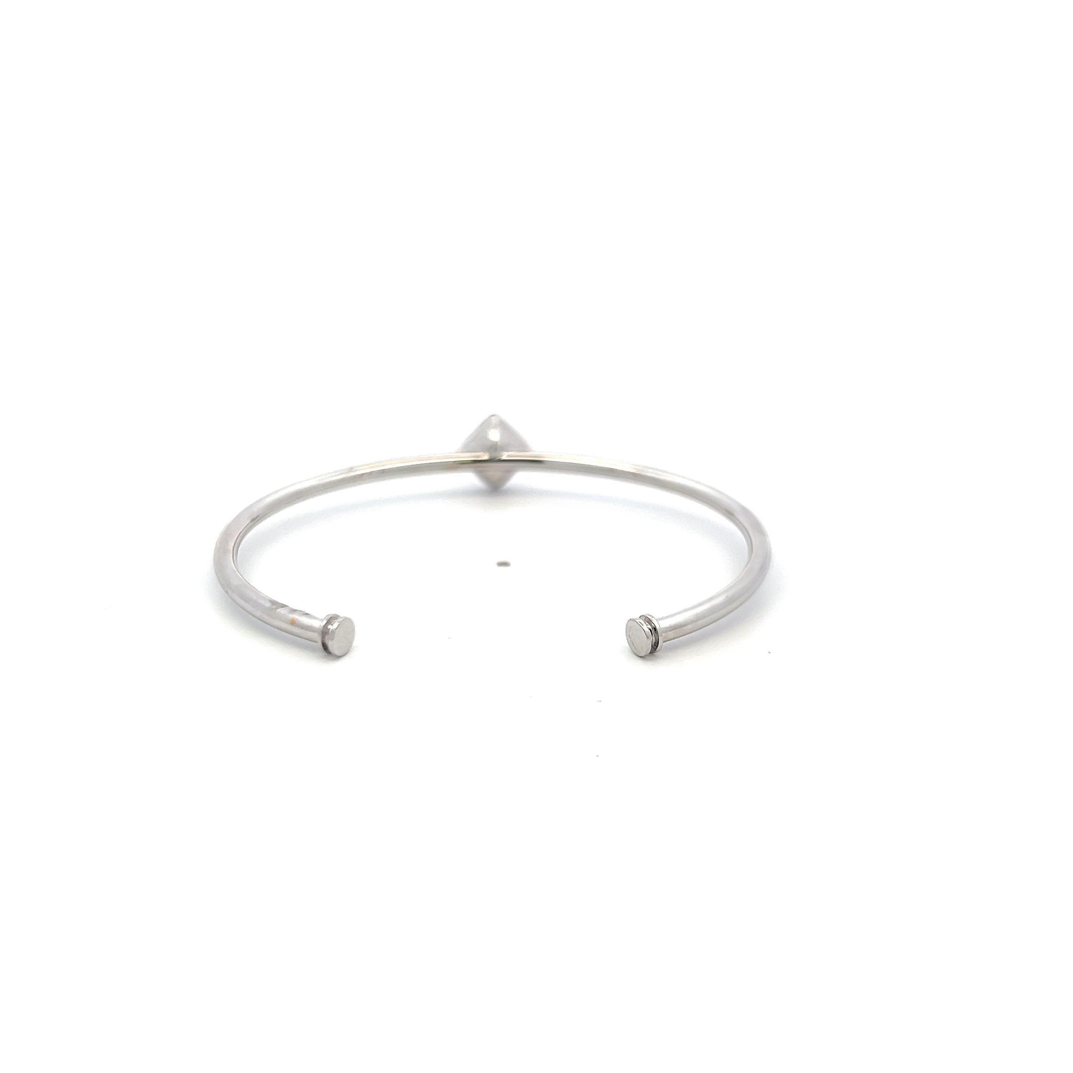 Vintage 18K WG Cuff Bracelet with 0.48 Carat Baguette & Round F-VS Diamonds