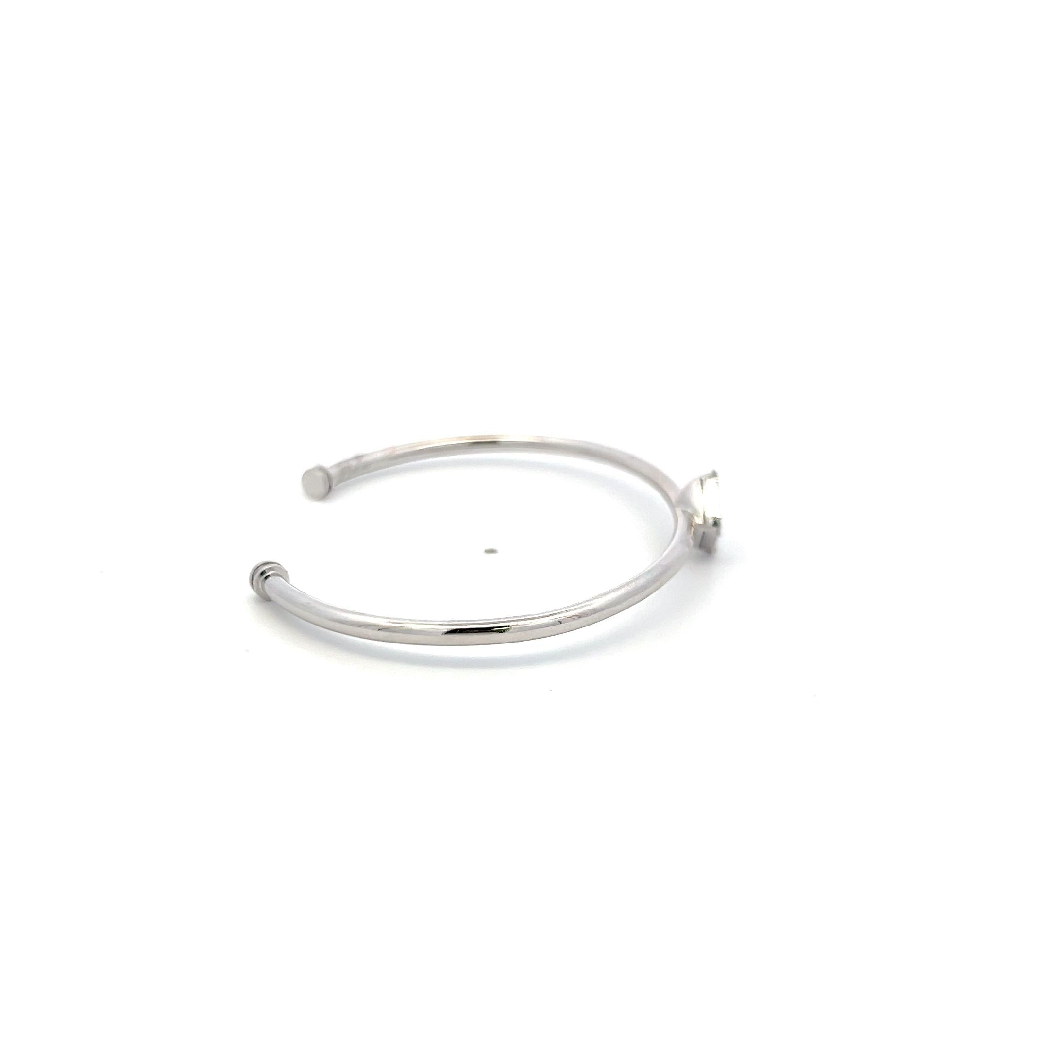 Vintage 18K WG Cuff Bracelet with 0.48 Carat Baguette & Round F-VS Diamonds