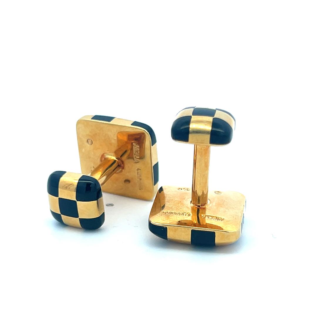 Tiffany & Co 18 Karat Yellow Gold Locking Checkerboard Cufflinks 11.9 Grams