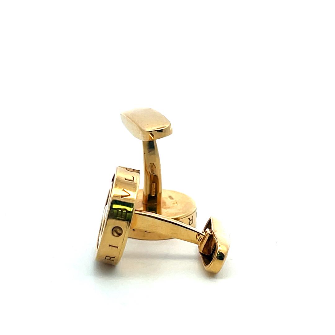Bvlgari Vintage 18K Yellow Gold with mother of Pearl Locking Cufflinks
