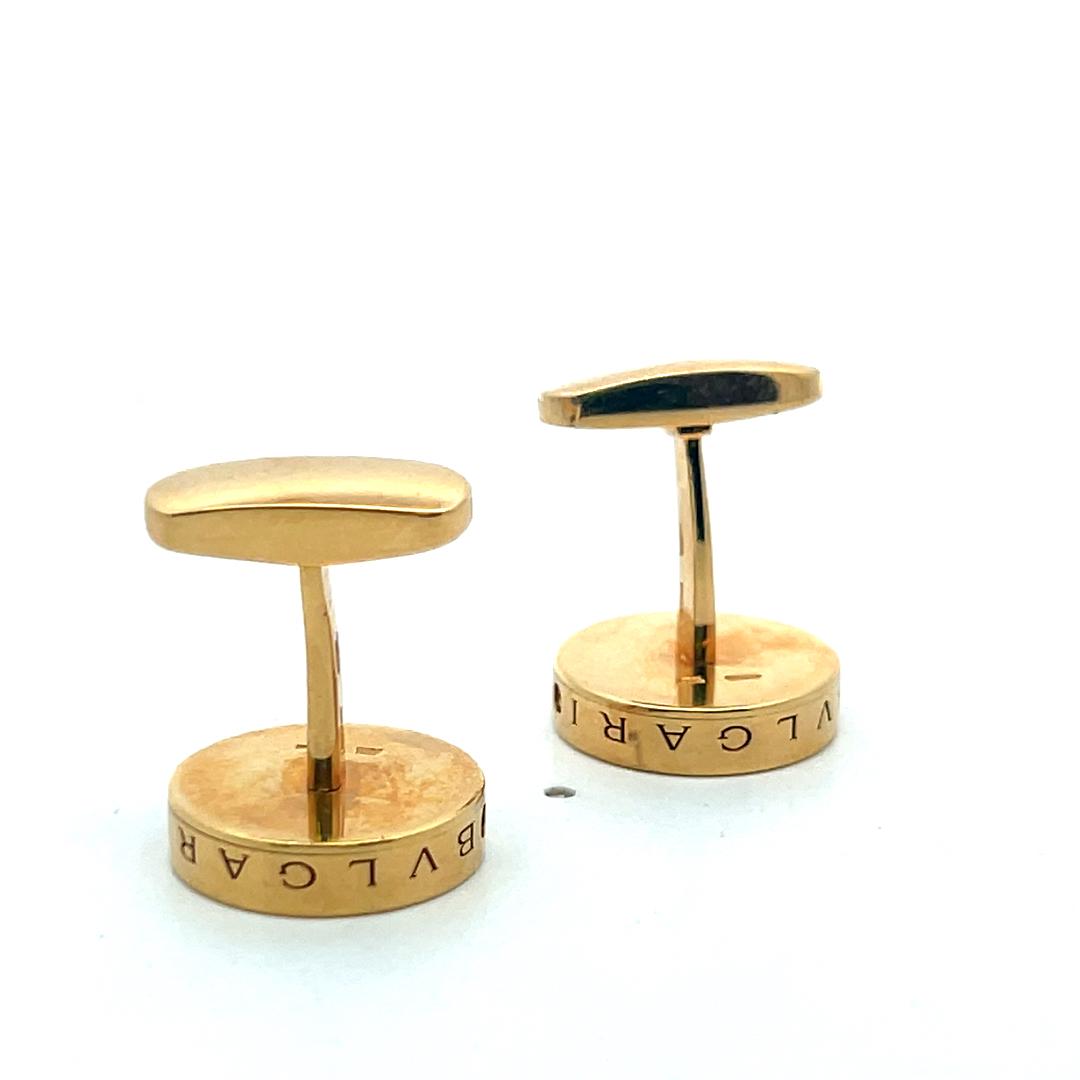 Bvlgari Vintage 18K Yellow Gold with mother of Pearl Locking Cufflinks