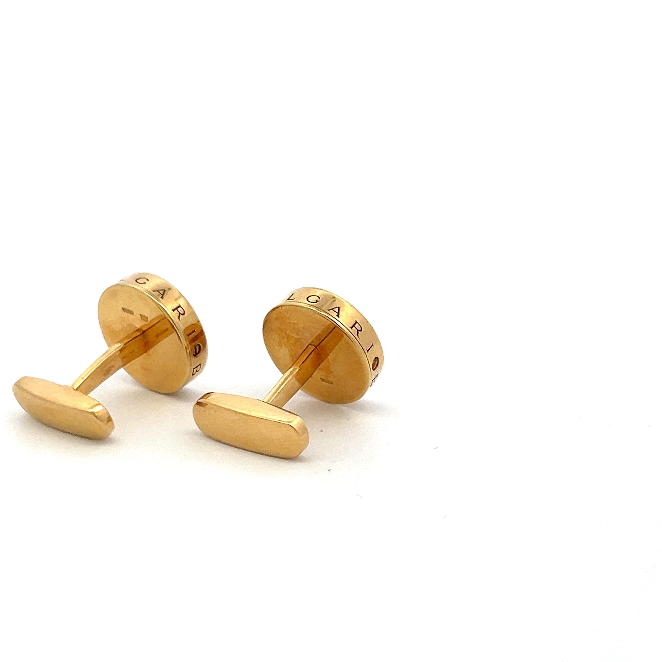 Bvlgari Vintage 18K Yellow Gold with mother of Pearl Locking Cufflinks