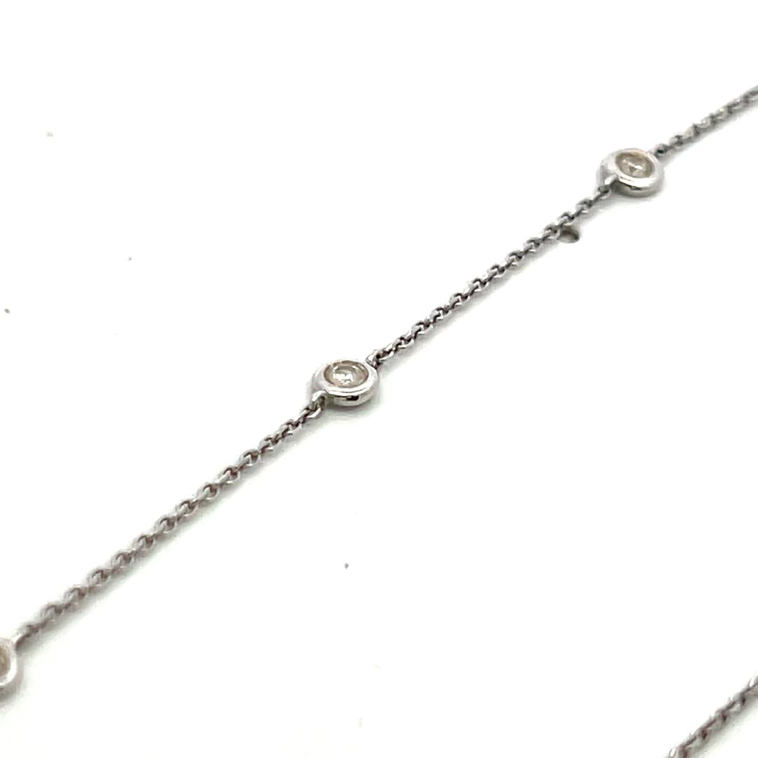 Vintage 18K White Gold Diamond by Yard Necklace with 0.35 Carat Diamonds