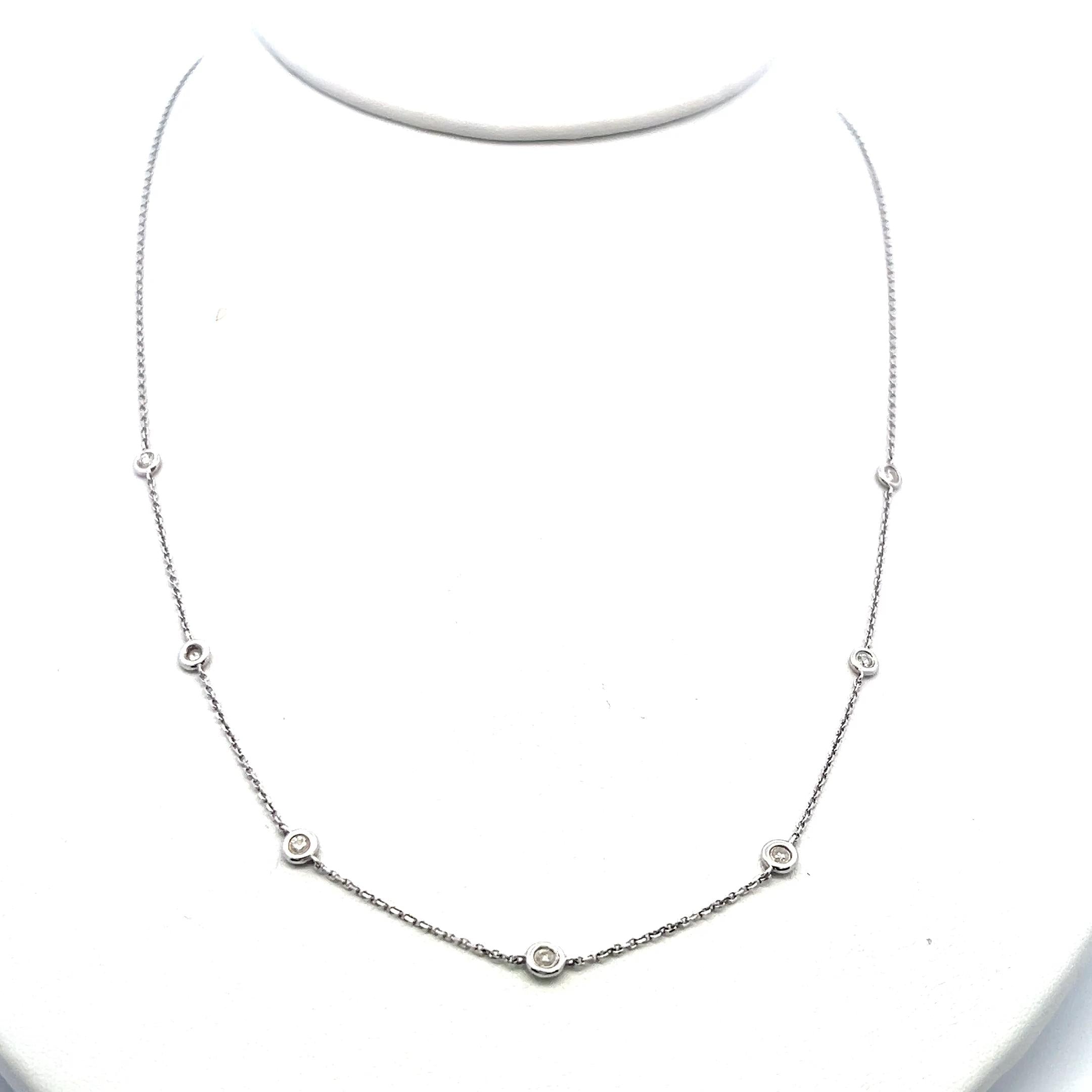 Vintage 18K White Gold Diamond by Yard Necklace with 0.35 Carat Diamonds