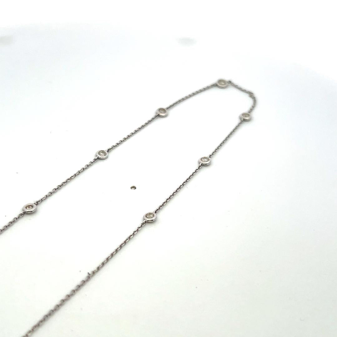 Vintage 18K White Gold Diamond by Yard Necklace with 0.35 Carat Diamonds