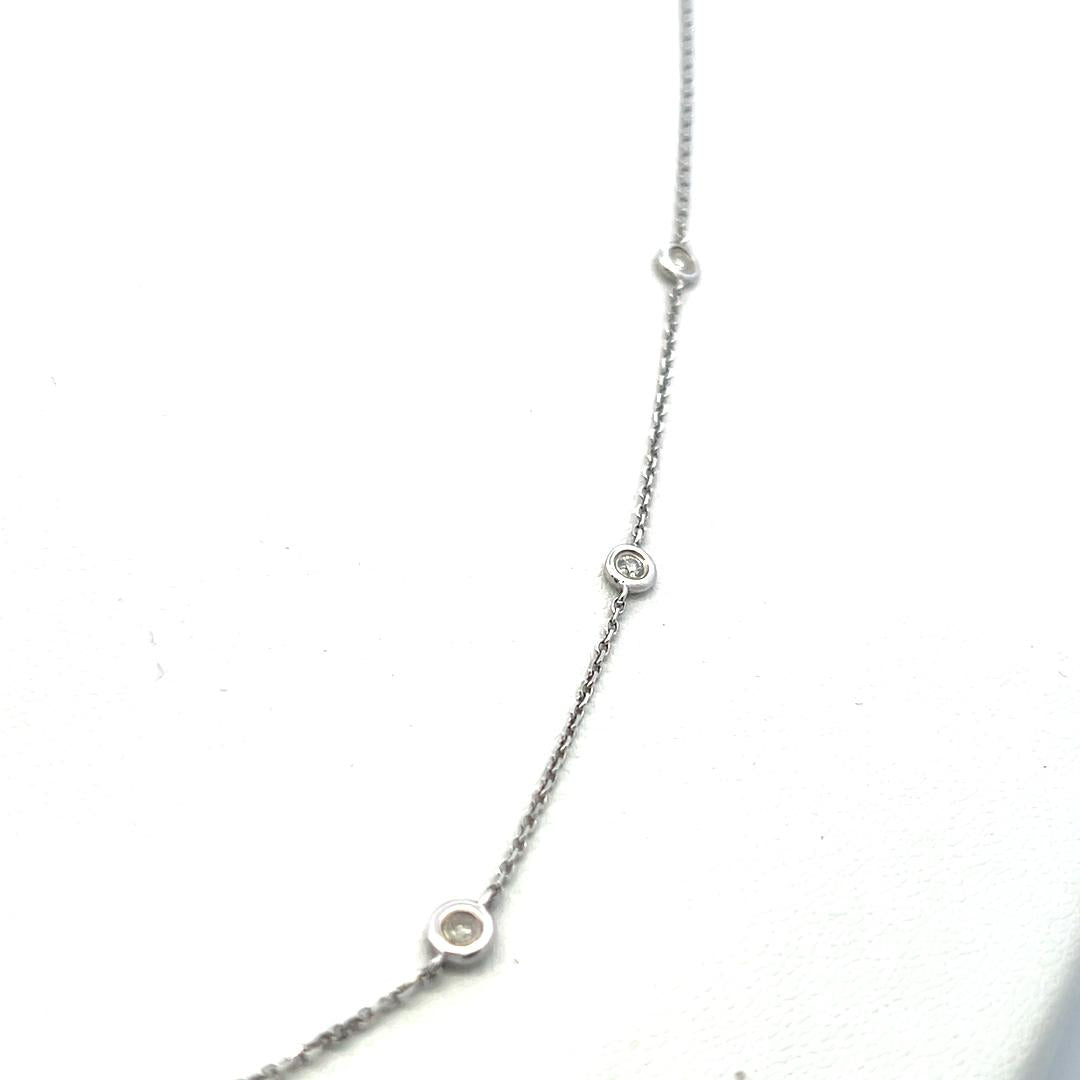 Vintage 18K White Gold Diamond by Yard Necklace with 0.35 Carat Diamonds