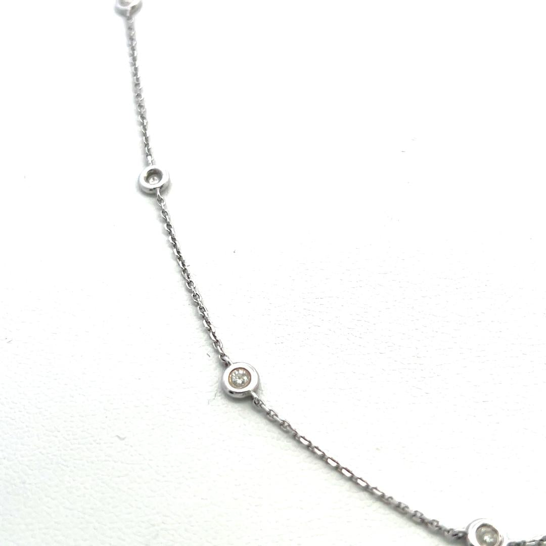 Vintage 18K White Gold Diamond by Yard Necklace with 0.35 Carat Diamonds