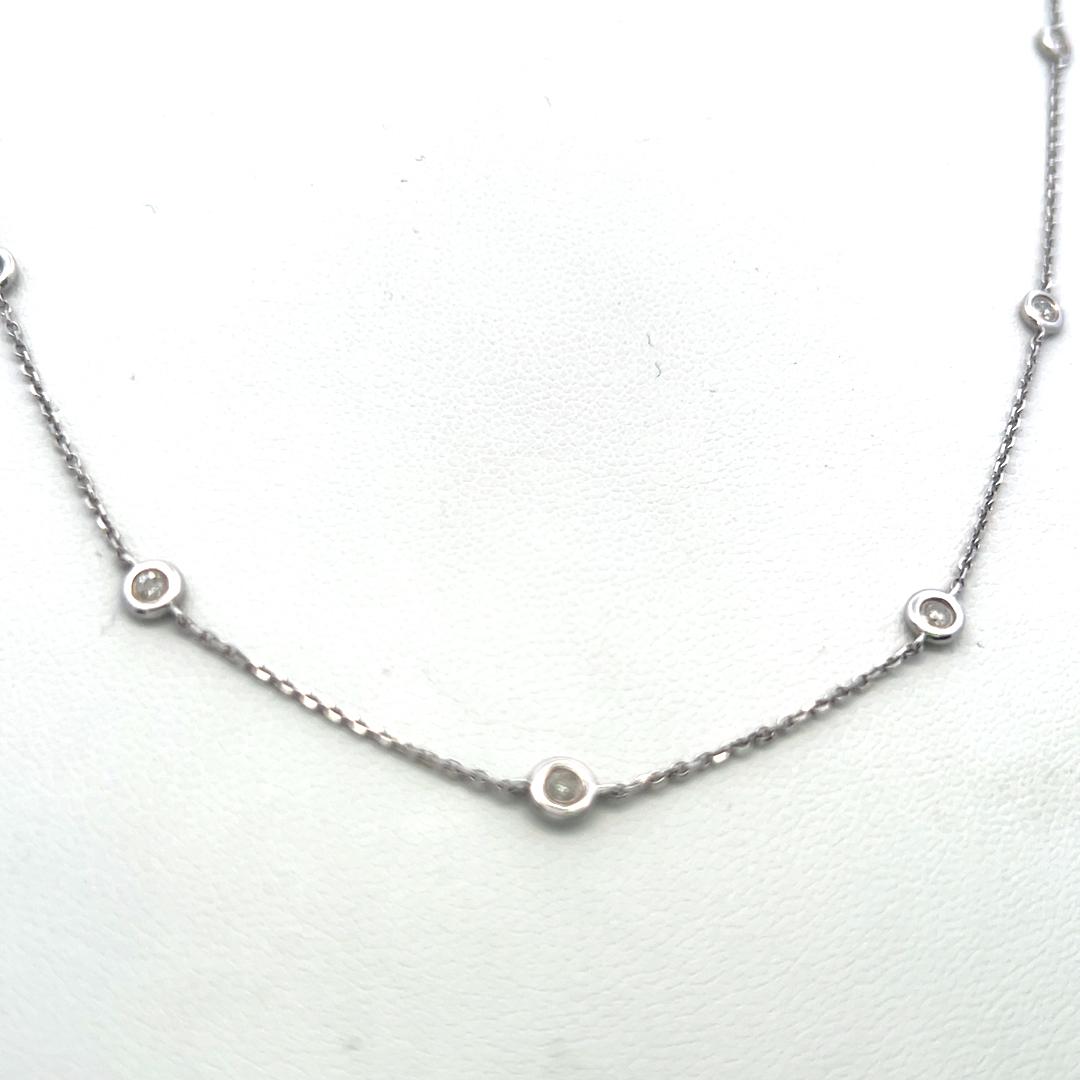 Vintage 18K White Gold Diamond by Yard Necklace with 0.35 Carat Diamonds