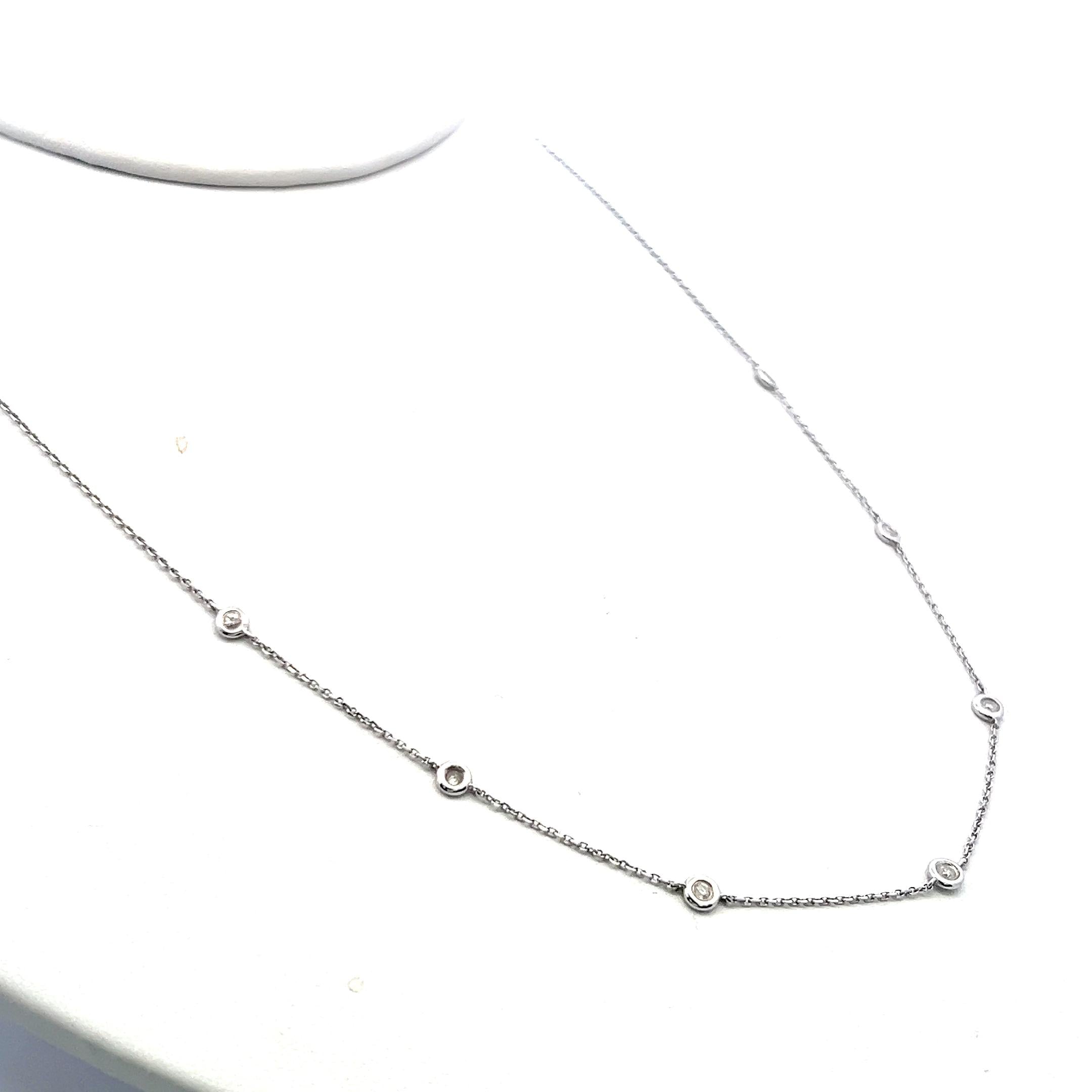 Vintage 18K White Gold Diamond by Yard Necklace with 0.35 Carat Diamonds
