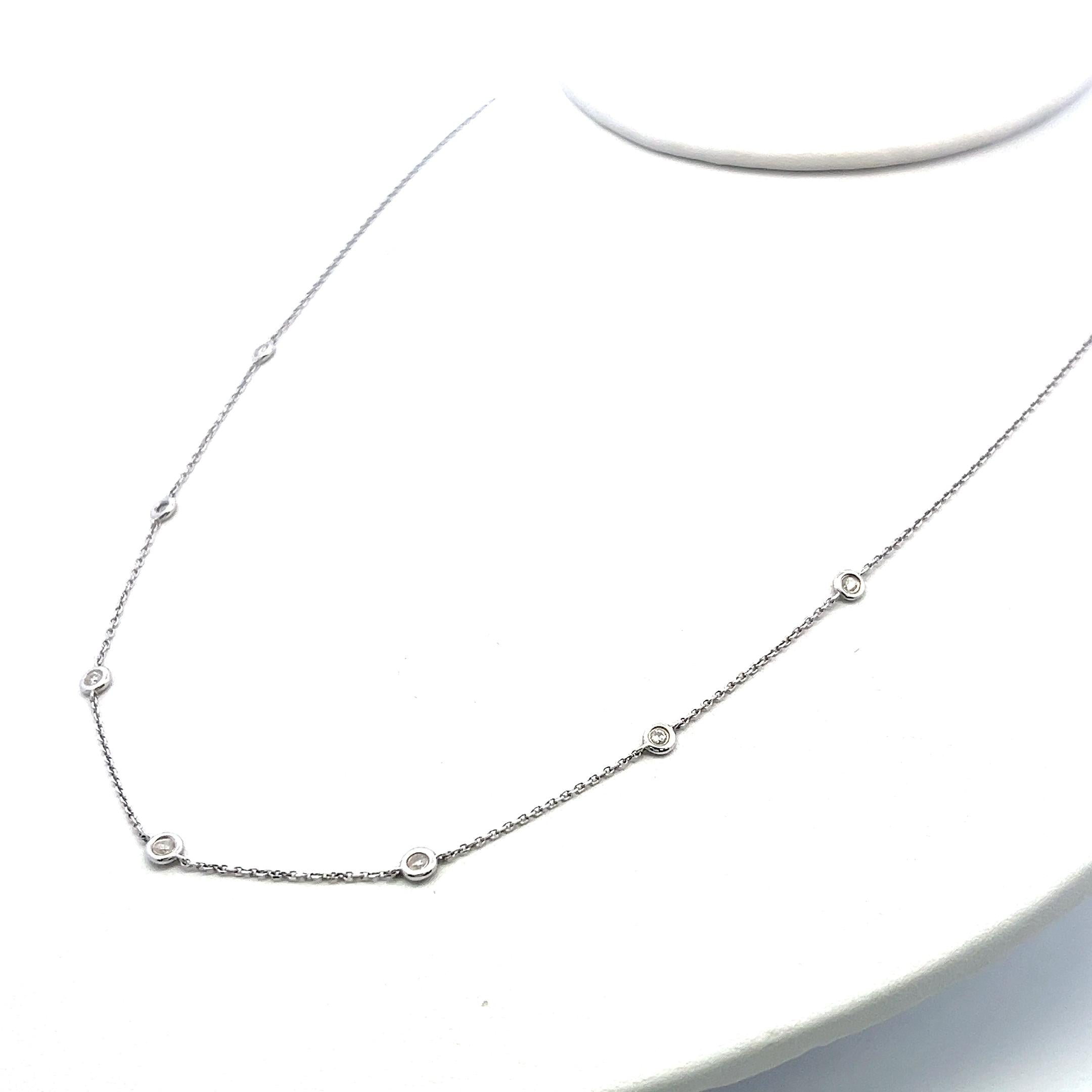 Vintage 18K White Gold Diamond by Yard Necklace with 0.35 Carat Diamonds