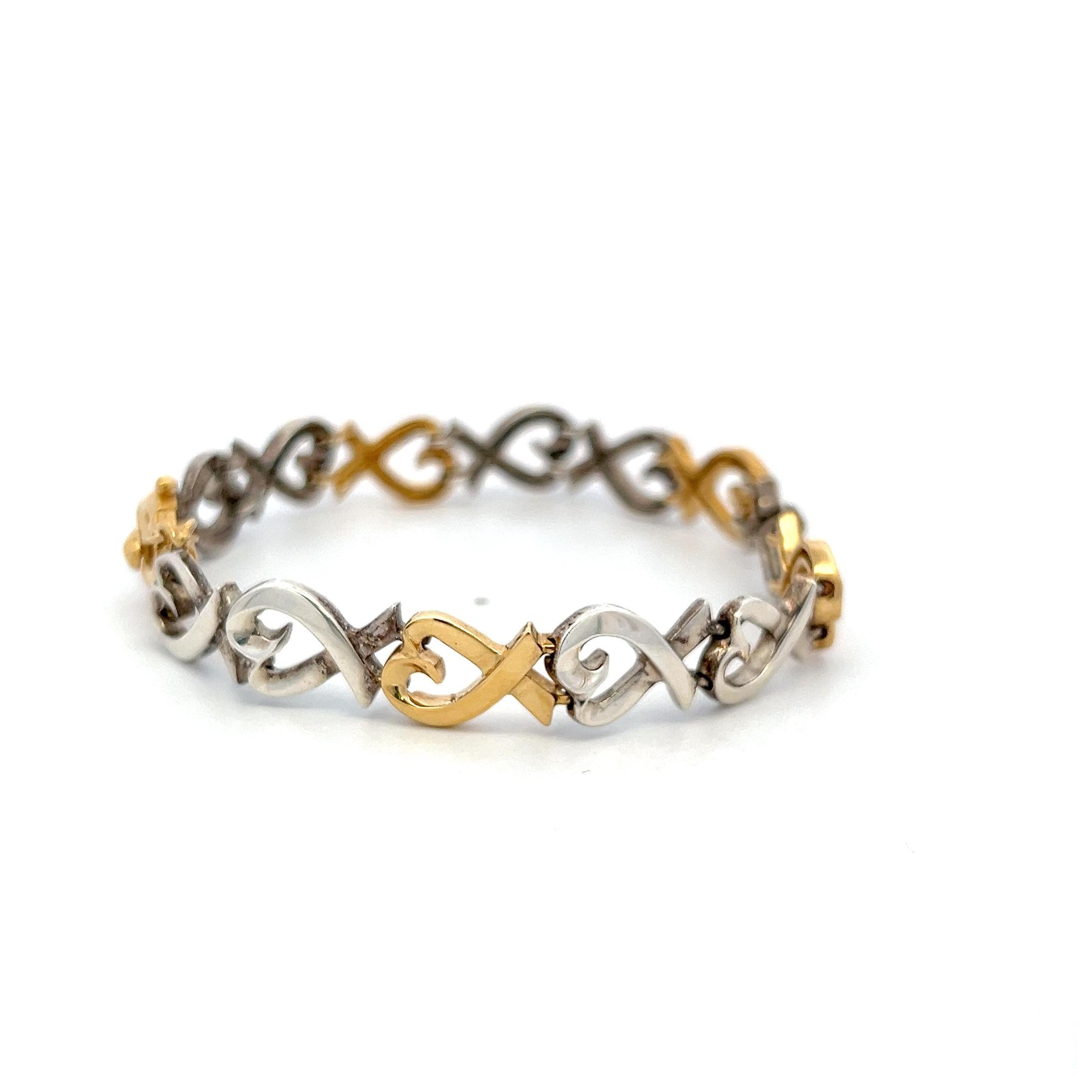 Tiffany & Co Vintage 18K Two Tone Gold/Silver Link Bracelet 20.3 Grams