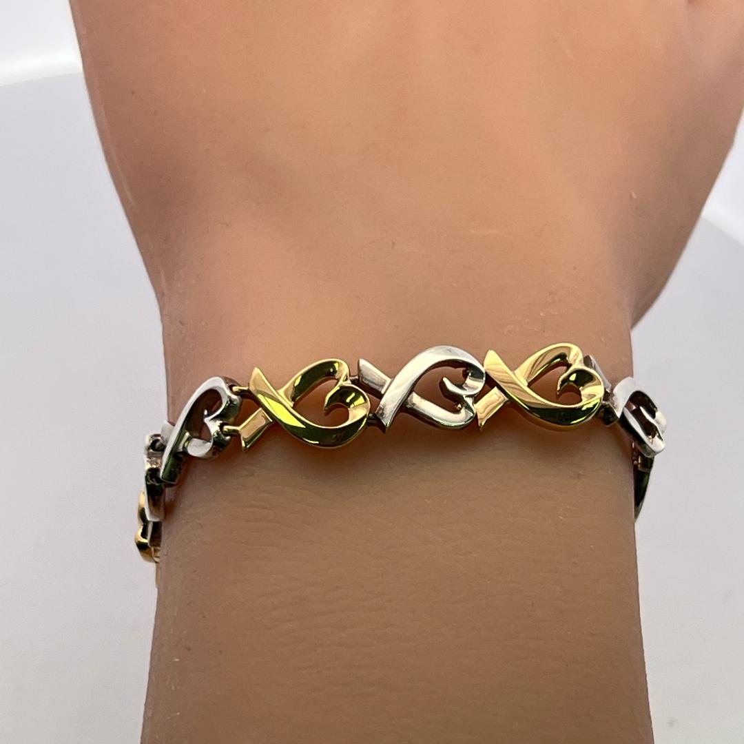 Tiffany & Co Vintage 18K Two Tone Gold/Silver Link Bracelet 20.3 Grams