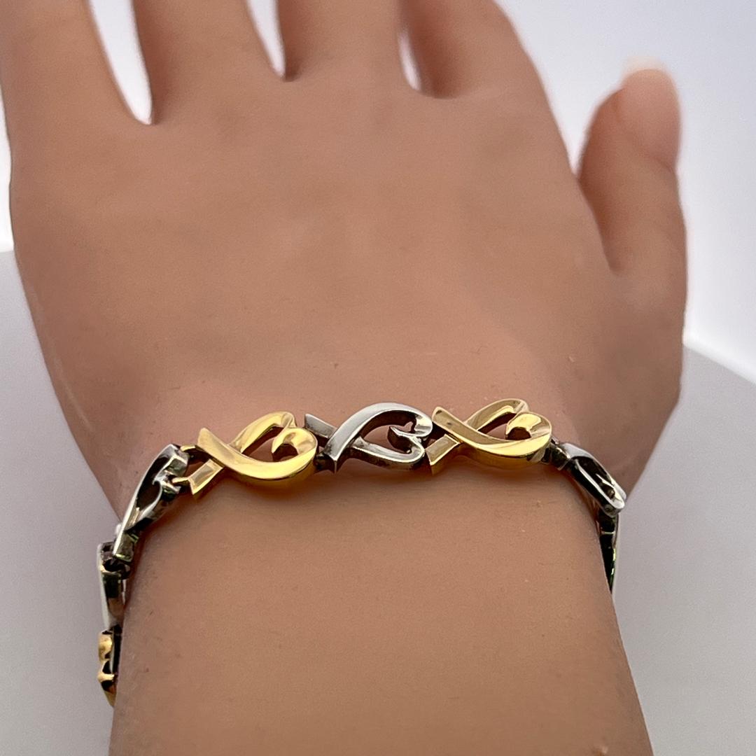 Tiffany & Co Vintage 18K Two Tone Gold/Silver Link Bracelet 20.3 Grams