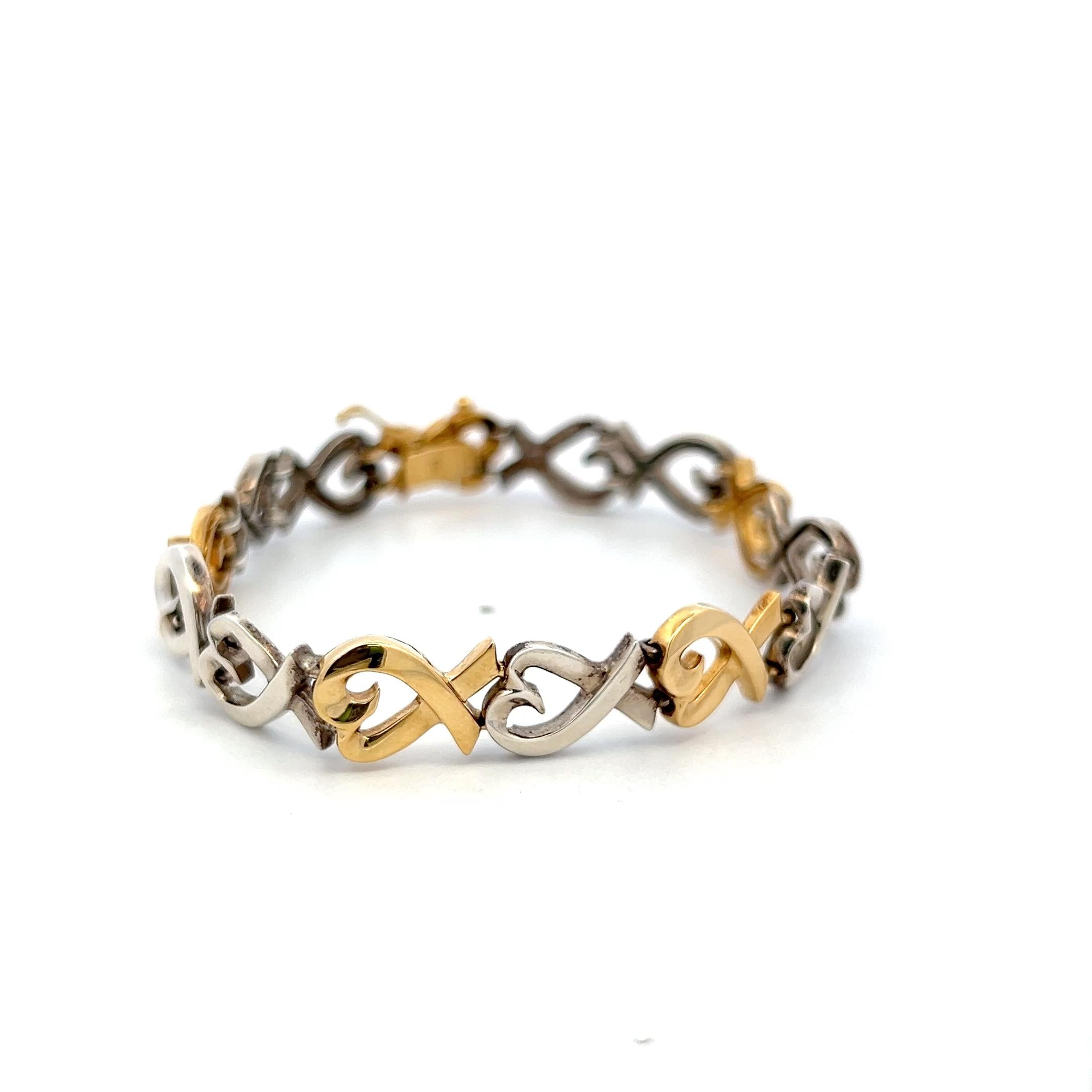 Tiffany & Co Vintage 18K Two Tone Gold/Silver Link Bracelet 20.3 Grams