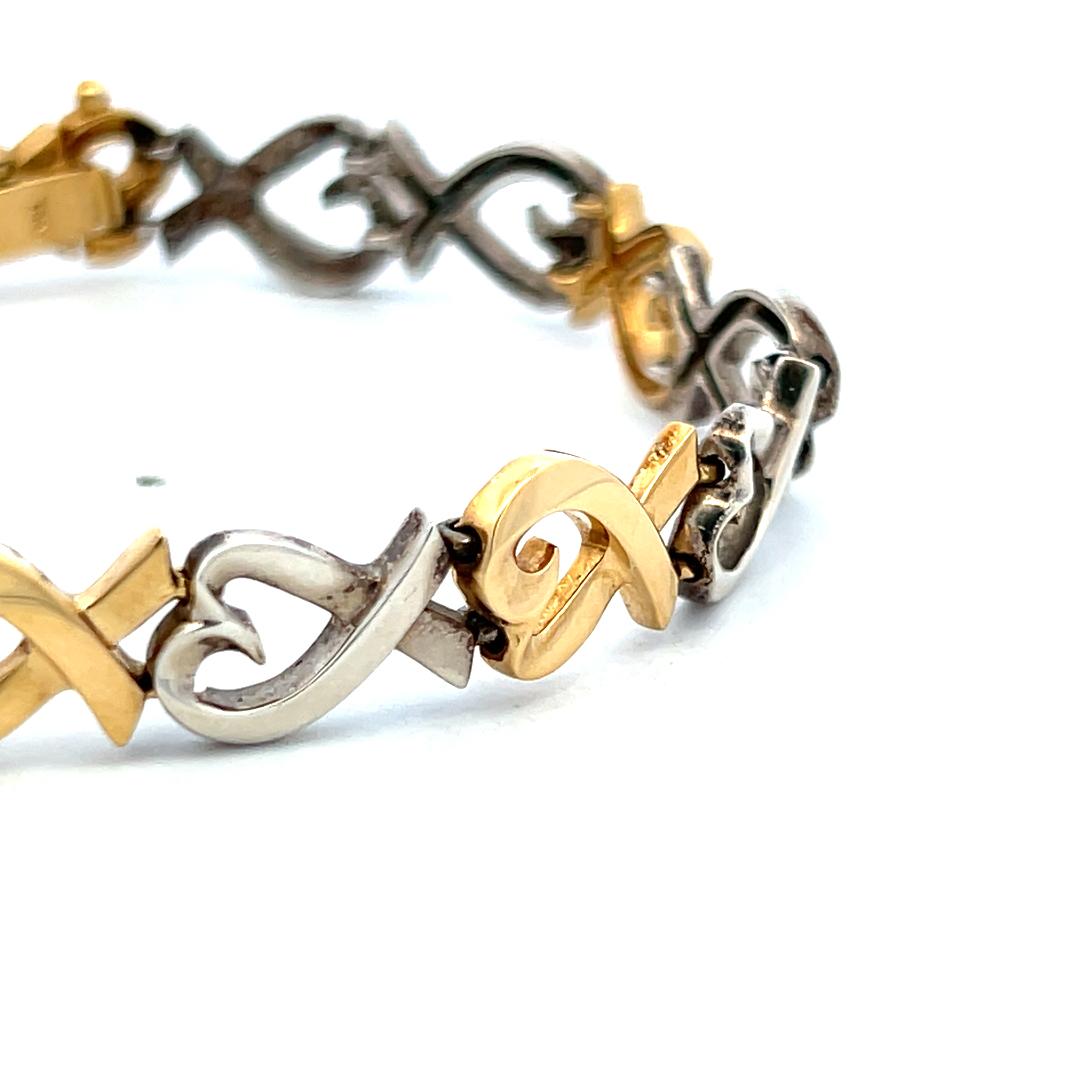 Tiffany & Co Vintage 18K Two Tone Gold/Silver Link Bracelet 20.3 Grams