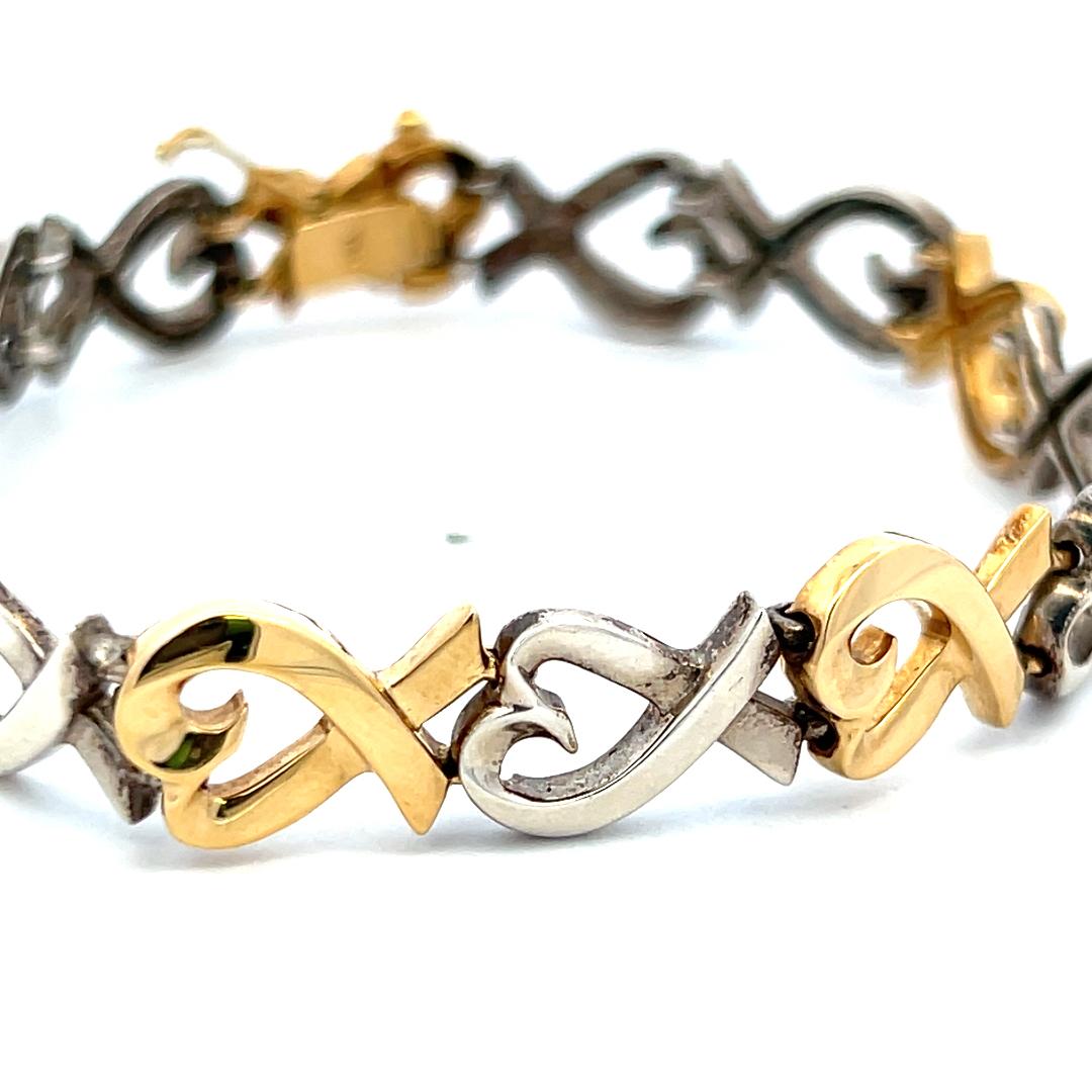 Tiffany & Co Vintage 18K Two Tone Gold/Silver Link Bracelet 20.3 Grams