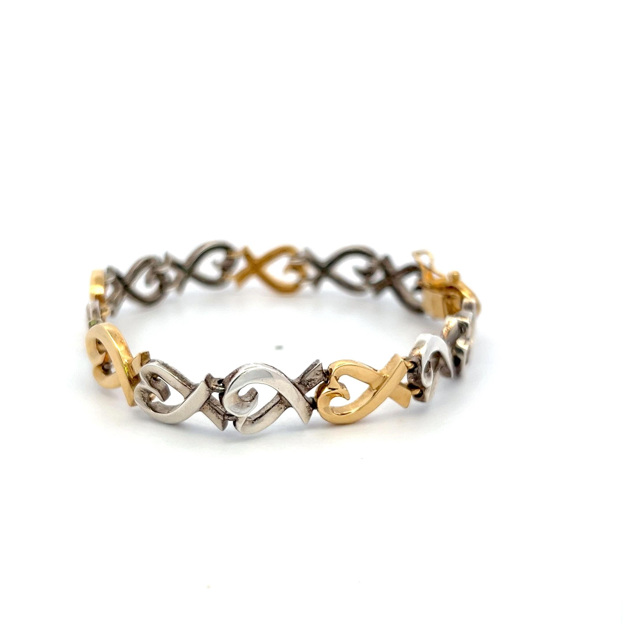 Tiffany & Co Vintage 18K Two Tone Gold/Silver Link Bracelet 20.3 Grams