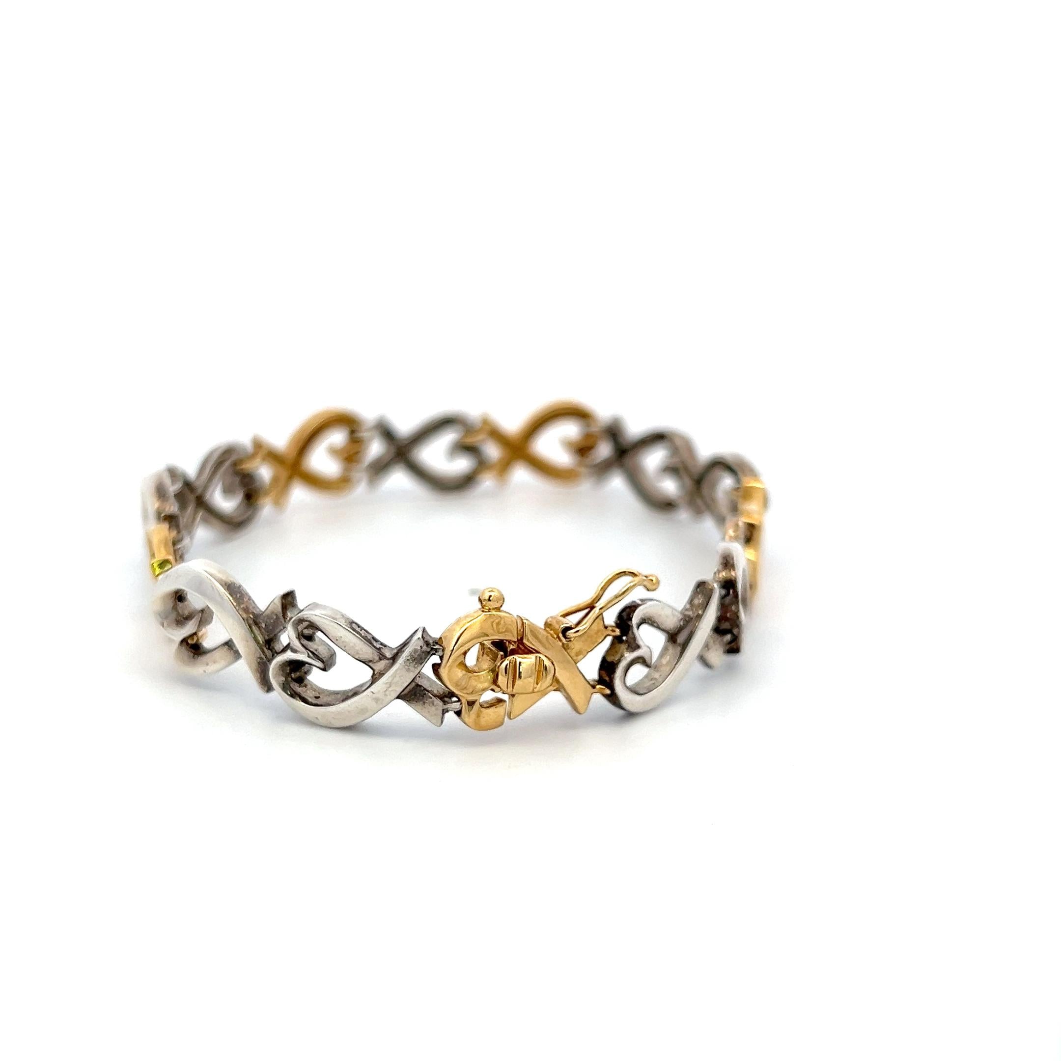 Tiffany & Co Vintage 18K Two Tone Gold/Silver Link Bracelet 20.3 Grams