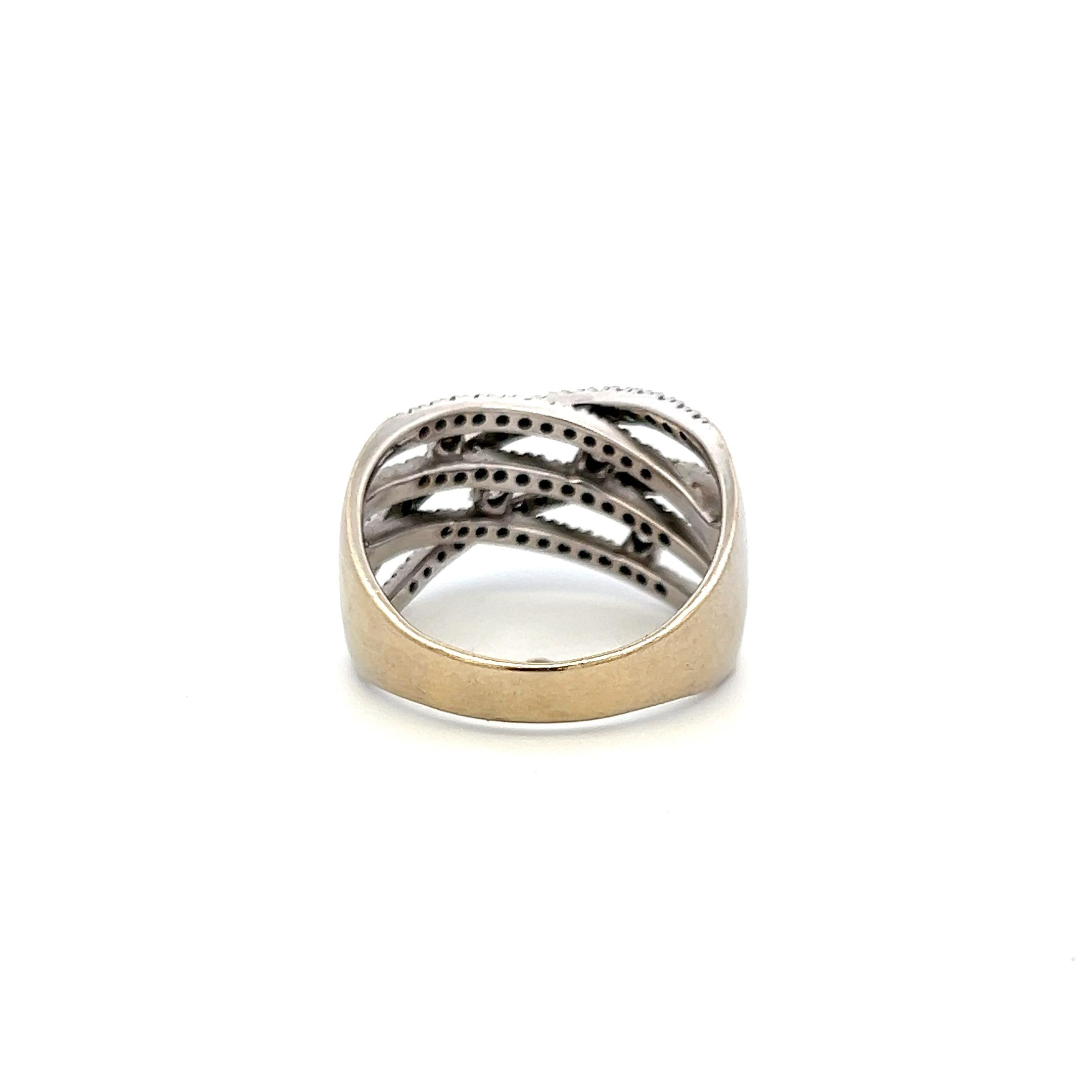 Vintage 18K White Gold Band Ring with 0.5 Carat Round H-VS Diamonds Size 10.75