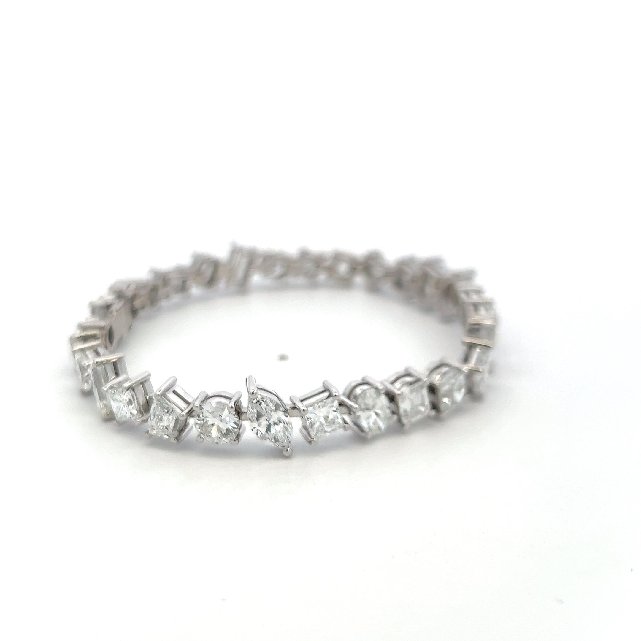 Timeless 18K White Gold Bracelet with 15.92 Carat Mixed Cut GIA Diamonds
