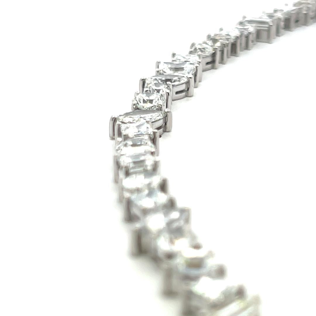 Timeless 18K White Gold Bracelet with 15.92 Carat Mixed Cut GIA Diamonds