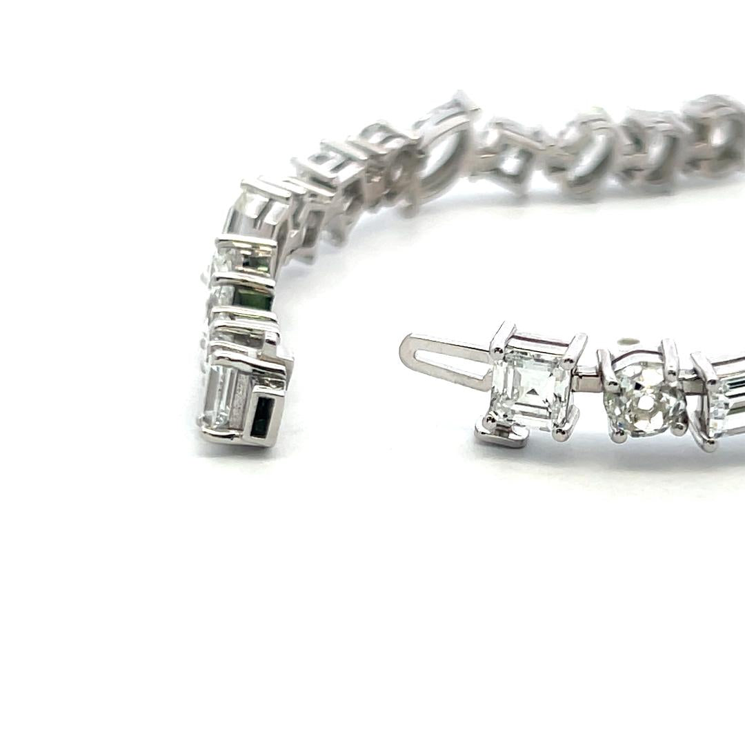 Timeless 18K White Gold Bracelet with 15.92 Carat Mixed Cut GIA Diamonds