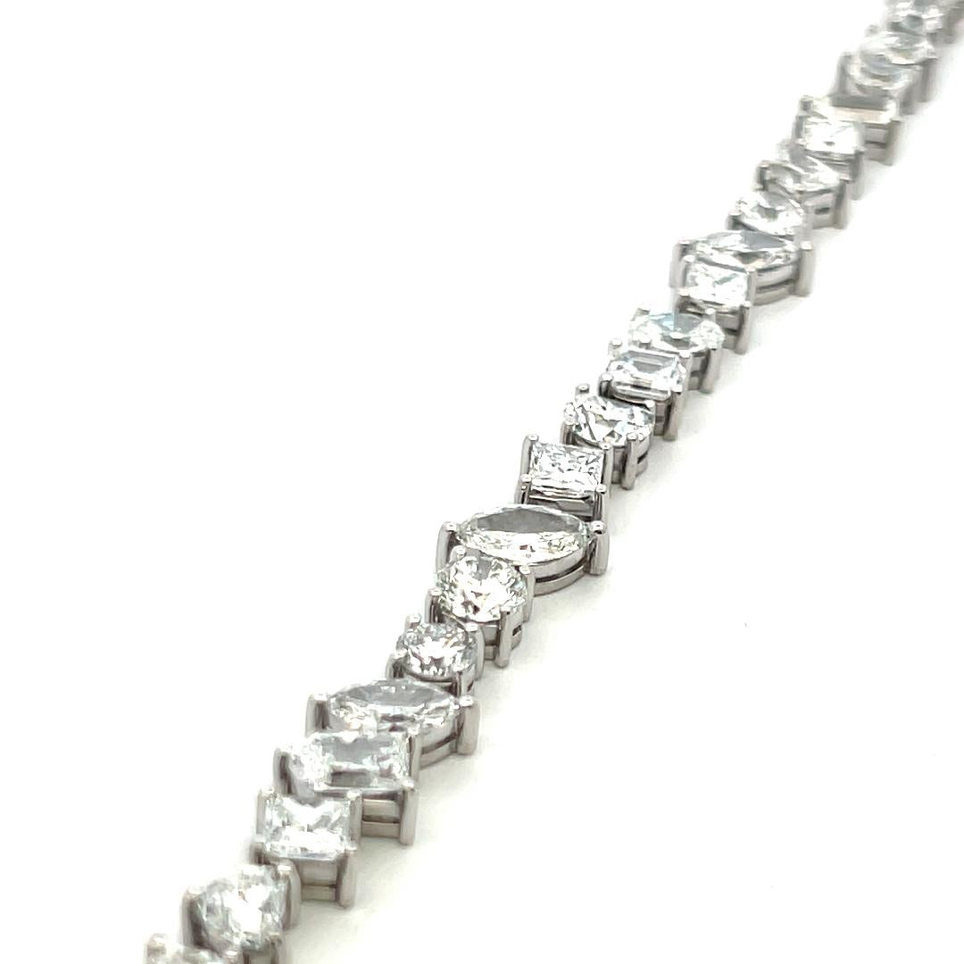 Timeless 18K White Gold Bracelet with 15.92 Carat Mixed Cut GIA Diamonds