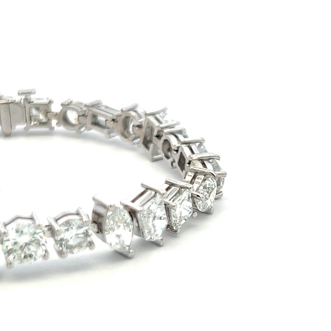 Timeless 18K White Gold Bracelet with 15.92 Carat Mixed Cut GIA Diamonds