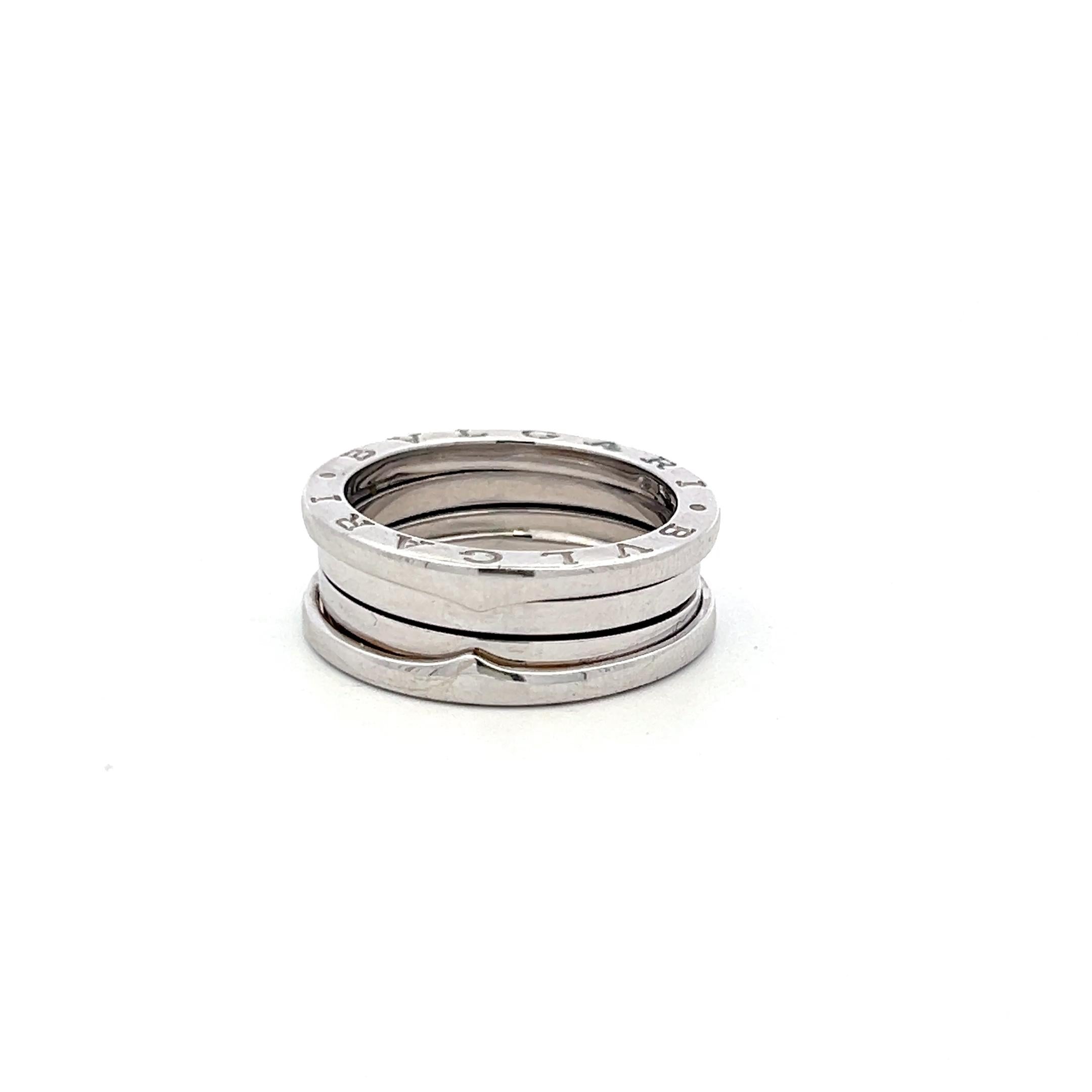 Bvlgari B-Zero 18 Karat White Gold Band Ring Size 9.25