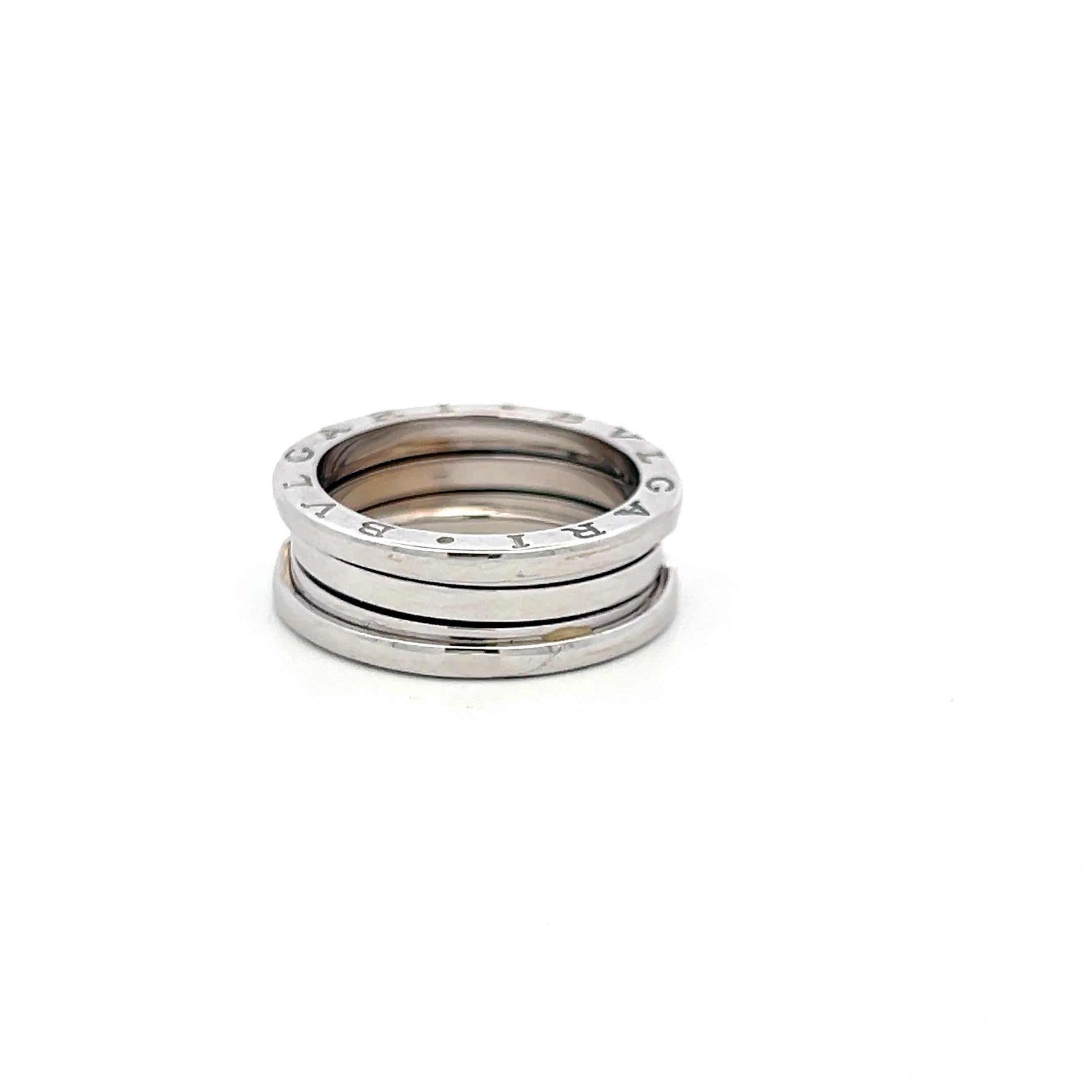 Bvlgari B-Zero 18 Karat White Gold Band Ring Size 9.25
