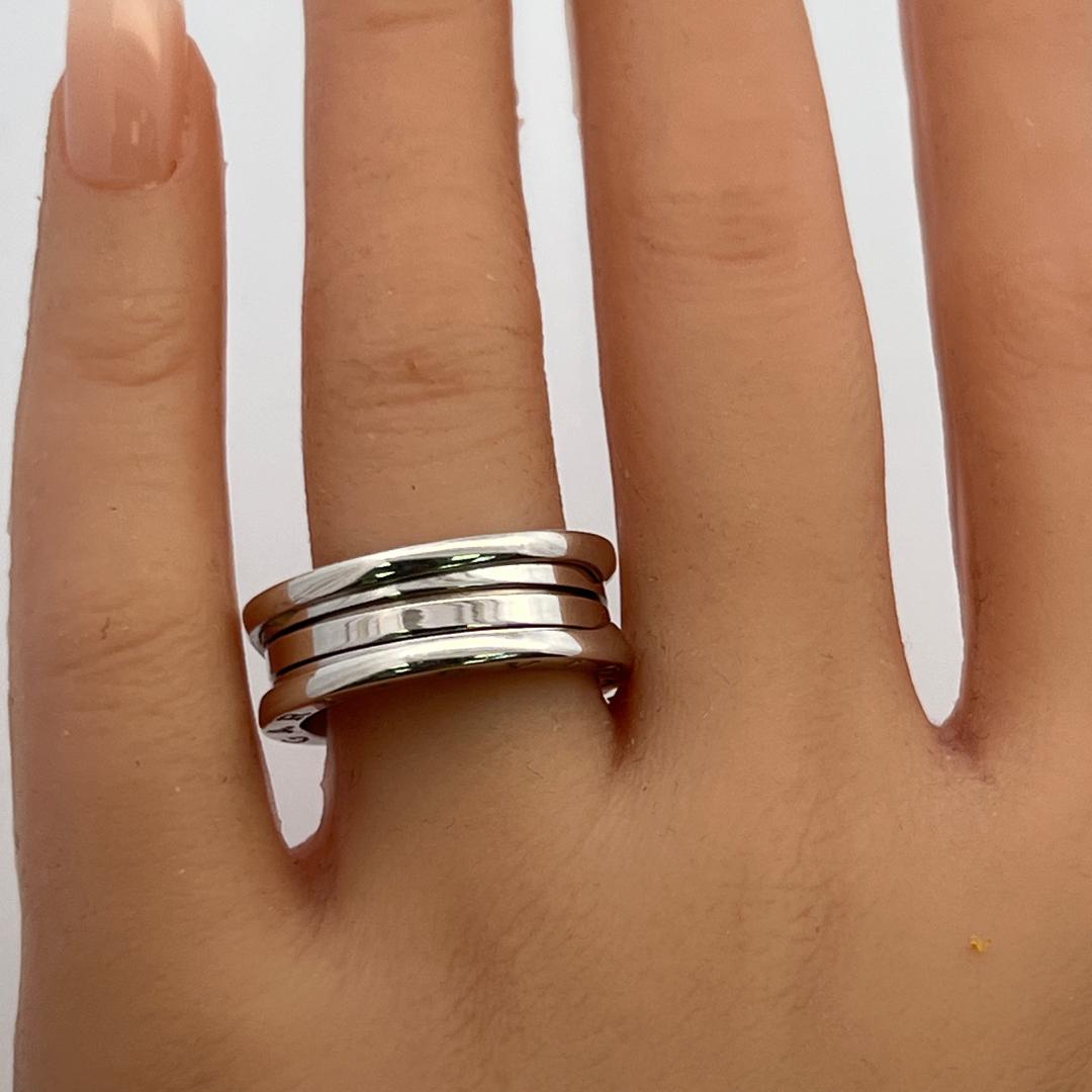 Bvlgari B-Zero 18 Karat White Gold Band Ring Size 9.25