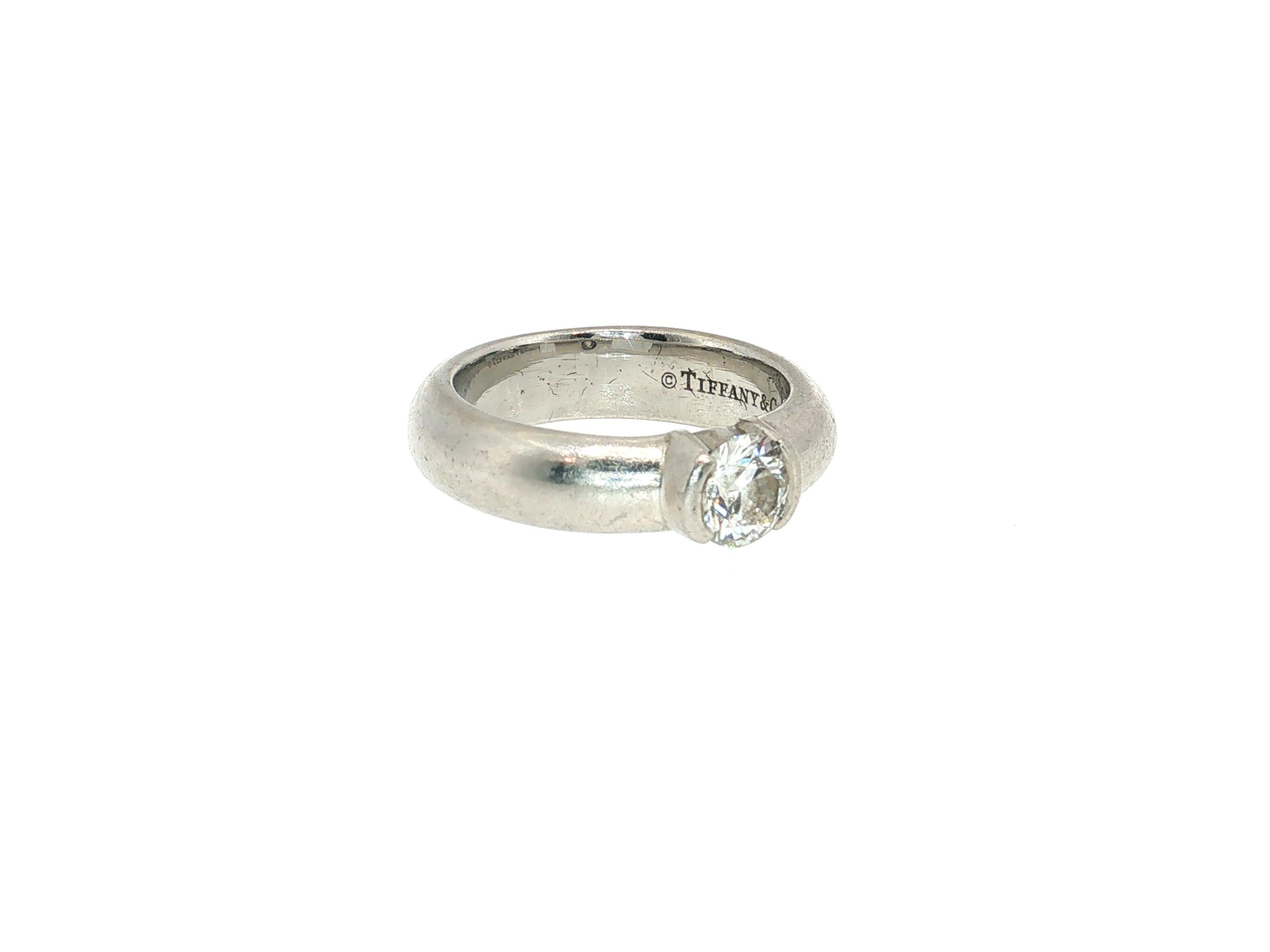 Tiffany & Co Platinum Engagement Ring with 0.54 Carat Round H VS1 Diamond