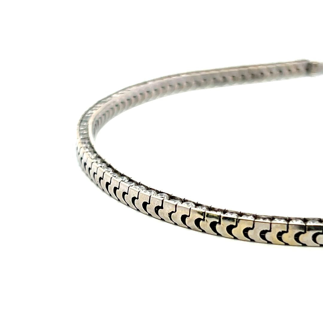 Vintage 14K White Gold Tennis Bracelet with 3.3 Carat Round G-I1 Diamonds