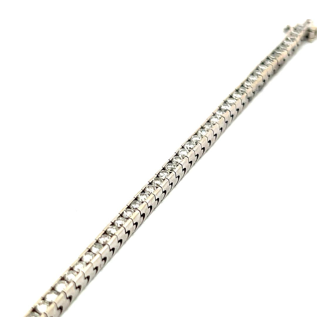 Vintage 14K White Gold Tennis Bracelet with 3.3 Carat Round G-I1 Diamonds